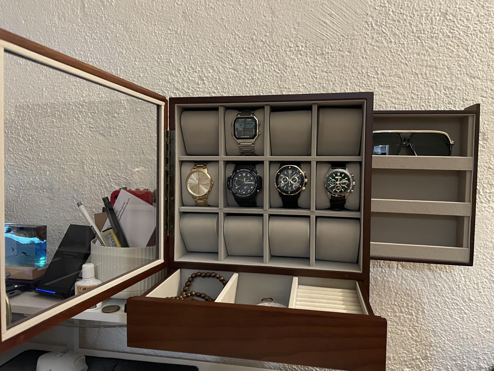 SONGMICS Automatic Double Watch Winder Box, Quiet Motor, LED Light, Lock customer photo 1