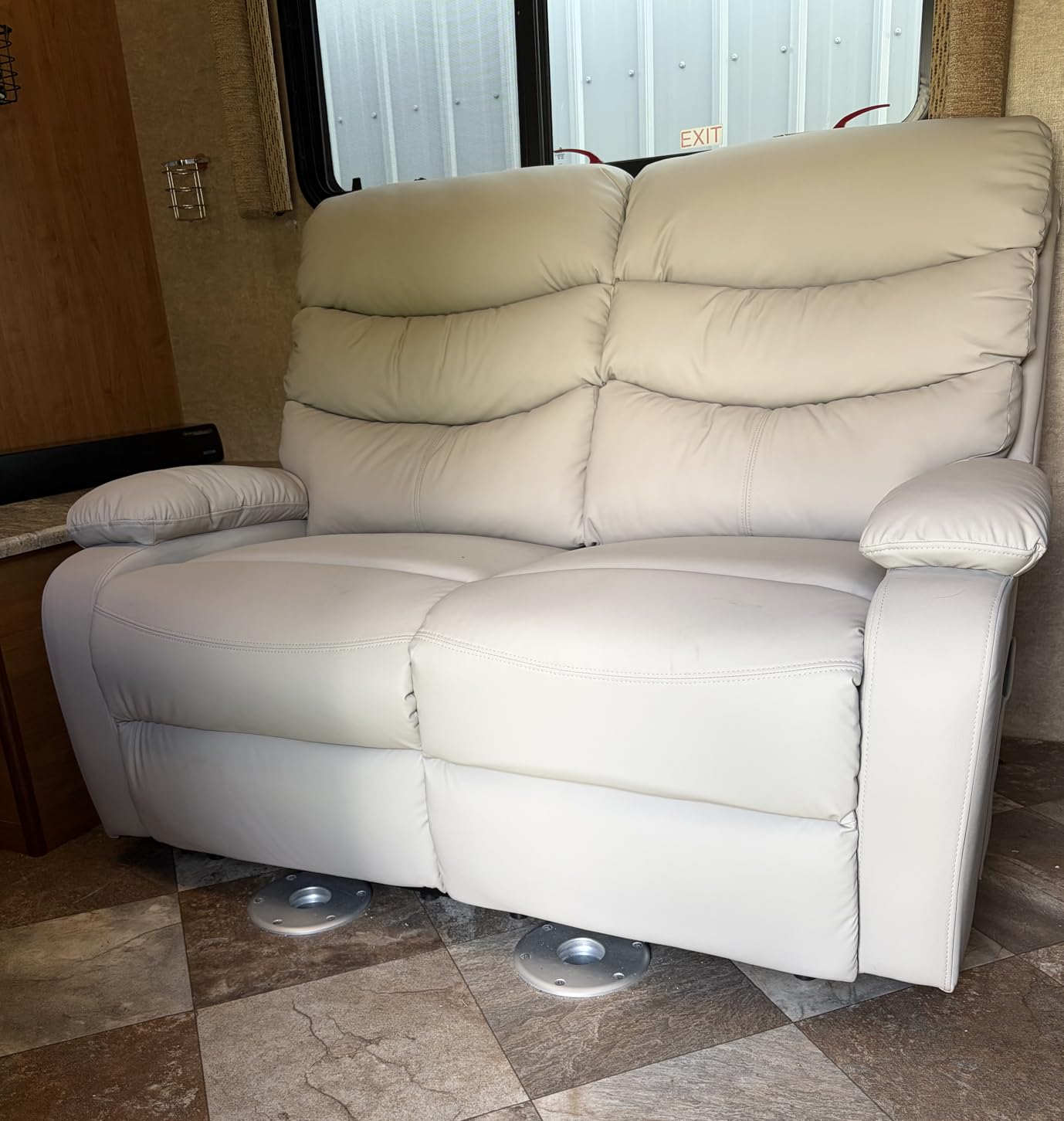 Reclining Loveseat Sofa Anti-Scratch Leather Recliner Couch Beige customer photo 1