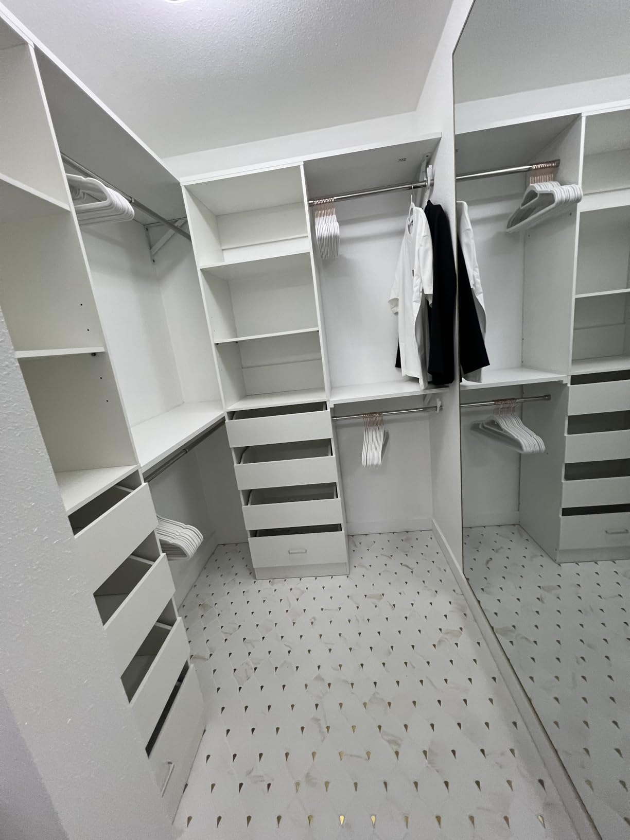 Aheaplus Closet System, 6-15Ft Closet Organizer with 8 Wooden Drawers,White customer photo 2