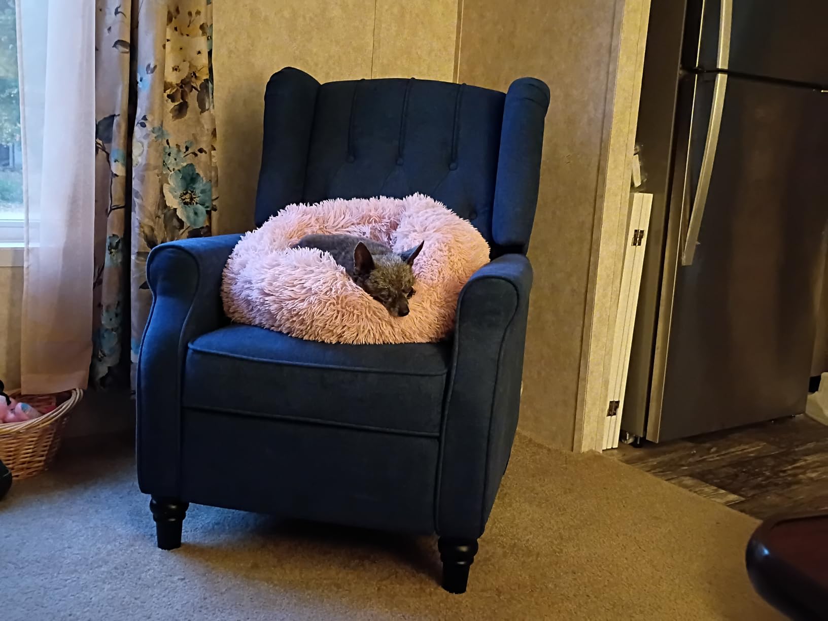 Bonzy Home Wingback Pushback Recliner Chair, Blue customer photo 2