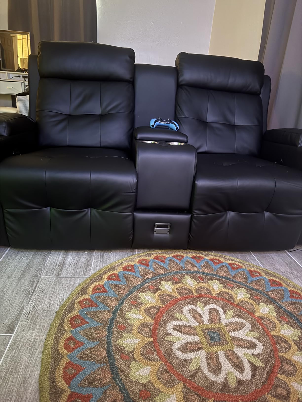 RV Loveseat Recliner Sofa, Home Theater Seating with Console & Massage customer photo 2