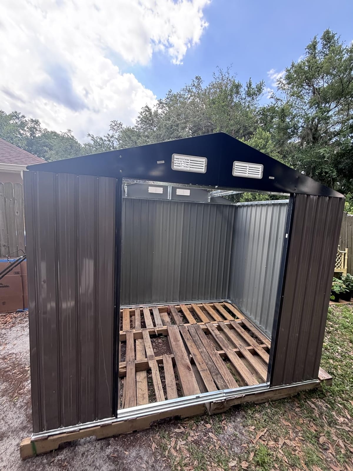 Aoxun 7.3'x5.3' Shed with Floor Galvanized Steel Outdoor Storage Shed Brown customer photo 1