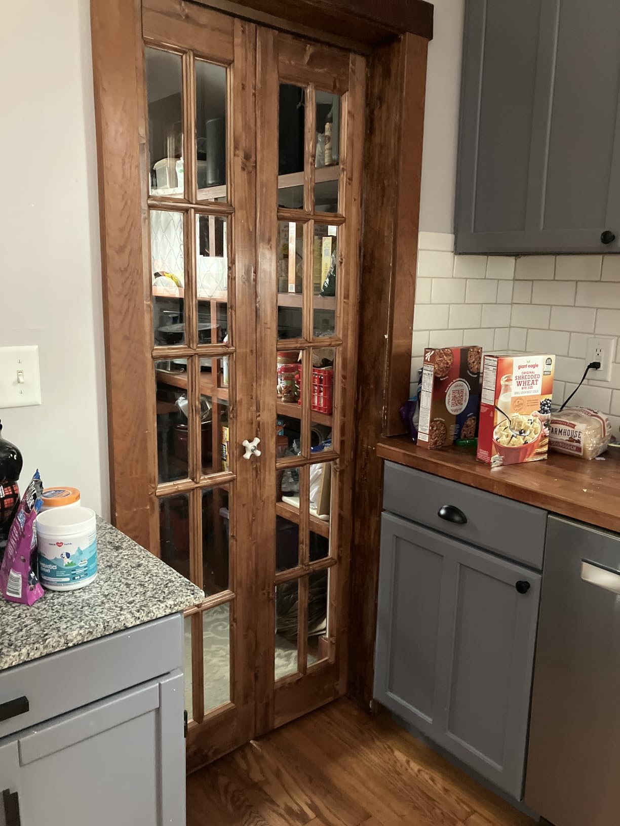 EaseLife Bifold Closet Door,for 32in x 80in (Double 16x80) Opening,French Glass Barn Doors with 2.66FT Concealed Bi-Fold Sliding Hardware Kit Included,Preassembled Door,Easy Install,DIY staining customer photo 2