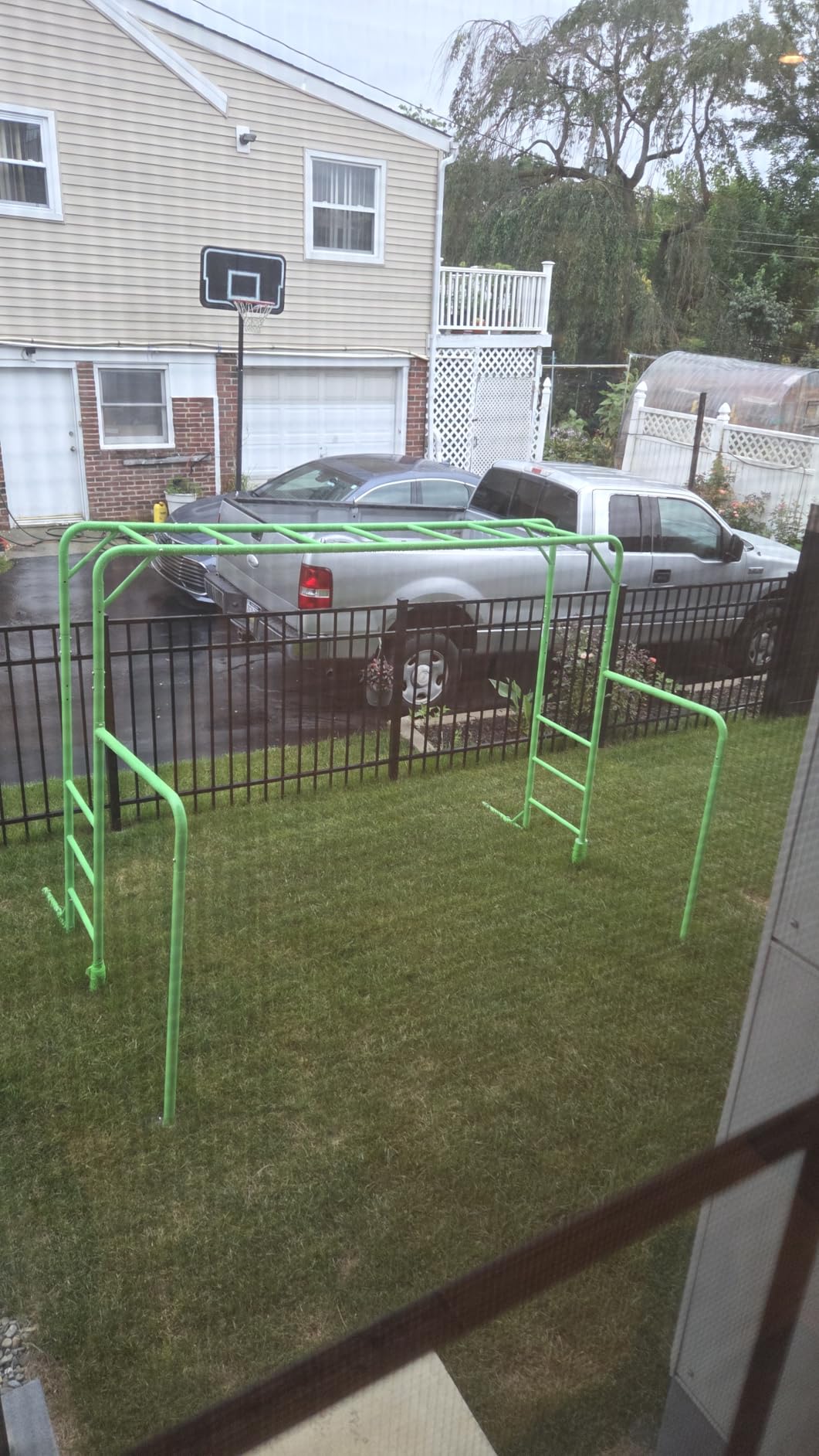 Outdoor Monkey Bar Set with Climbing Frame, Gymnastics bars, Playground Sets for Backyards, Metal Monkey Bars for Kids Ages 3 and Up, Backyard Playground Set with Powder Coated Steel, Blue customer photo 2