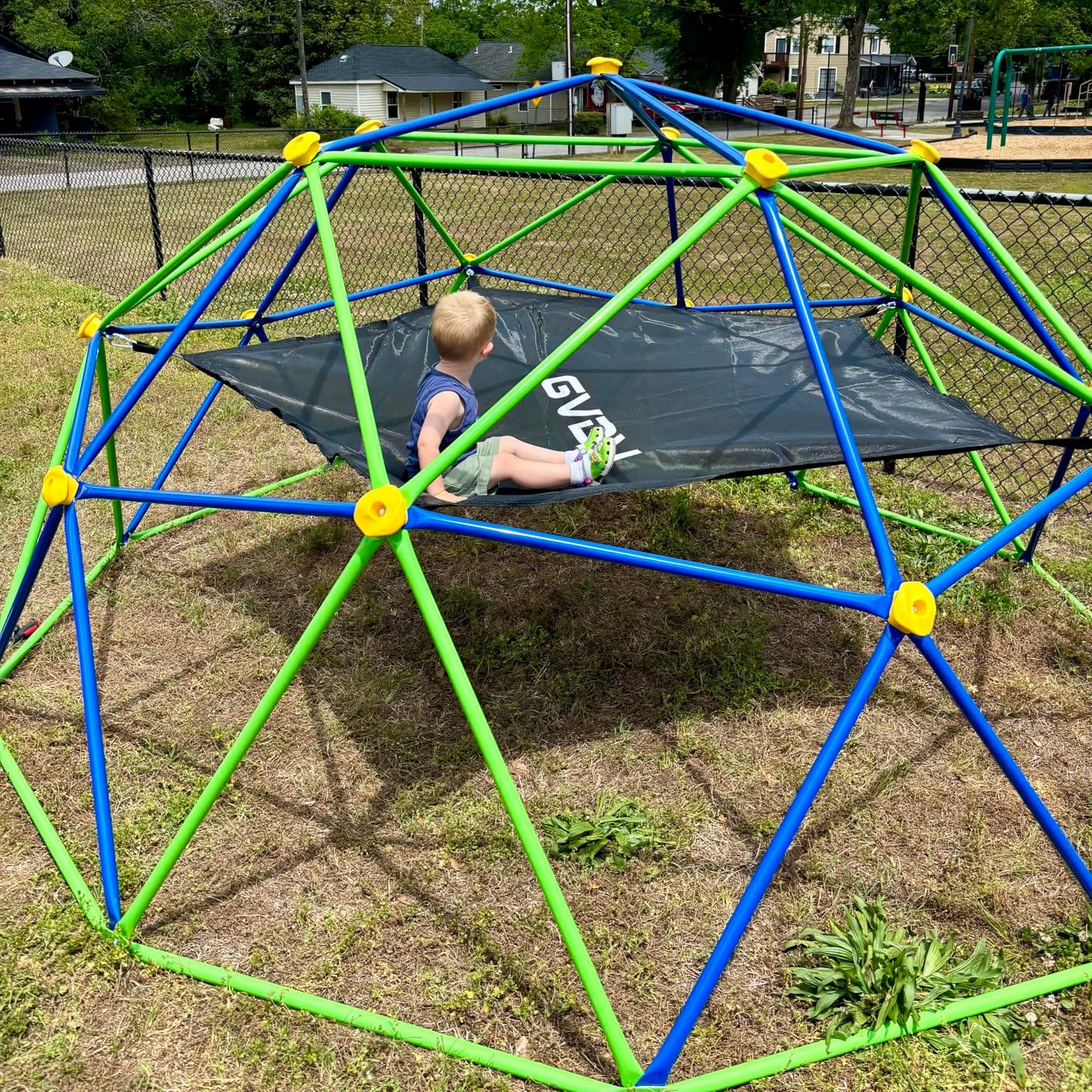 GVDV 10 FT Climbing Dome with Hammock, Jungle Gym for Kids, Green & Blue customer photo 1