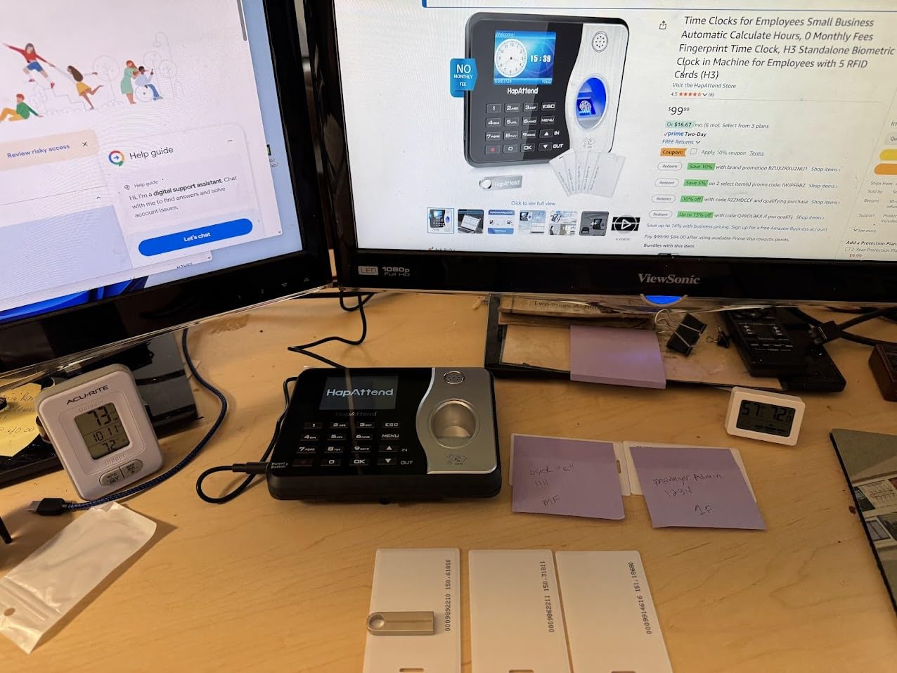 Time Clocks for Employees Small Business Automatic Calculate Hours, 0 Monthly Fees Fingerprint Time Clock, H3 Standalone Biometric Clock in Machine for Employees with 5 RFID Cards (No WiFi) customer photo 1