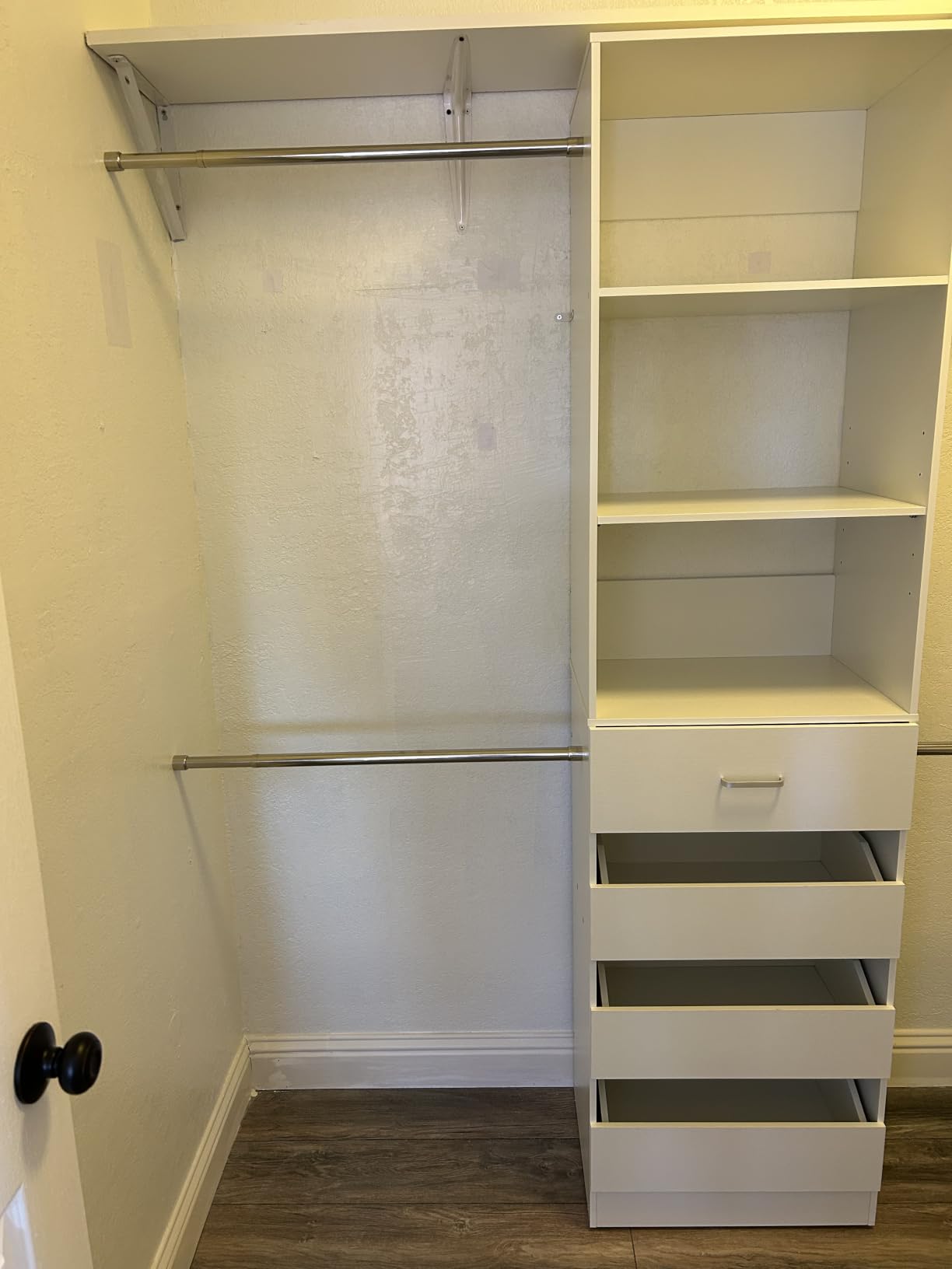 Aheaplus Closet System,4-9Ft Closet Organizer with 4 Wood Drawers,White Oak customer photo 2