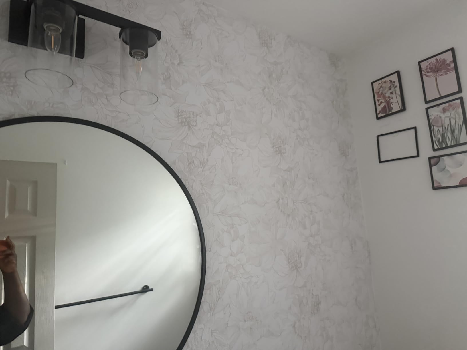 Large Floral Peel and Stick Wallpaper Boho Beige Contact Paper 17.3inx6.5ft Neutral Wall Paper Removable Self Adhesive Wallpaper Bedroom Cabinet Bathroom Waterproof Mural Wall Decor Vinyl Roll customer photo 2