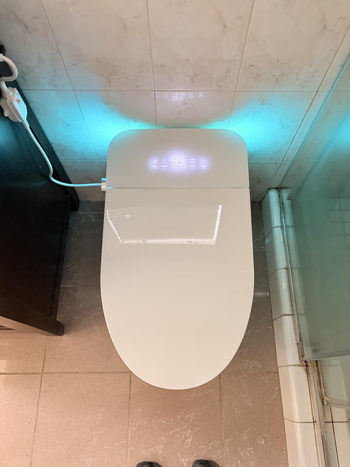 Smart Toilet with Bidet Built In, One Piece Bidet Toilet with Auto Dual Flush, Foam Shield, Modern Elongated Tankless Toilet with Foot Sensor, Heated Bidet Seat, Warm Water & Dryer,LED Display customer photo 2
