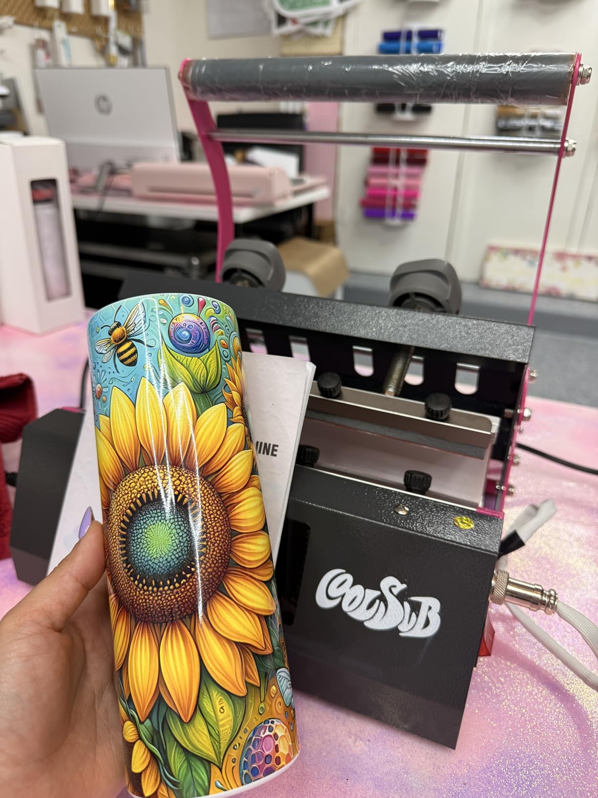 Tumbler Heat Press Machine, Mug Press Machine for 30oz 20oz, Sublimation Blank Skinny Tumbler Glass Jar Can 11-16oz Mugs, Heat Transfer Print for Sublimation Tumblers, Cups, Mugs Green customer photo 1
