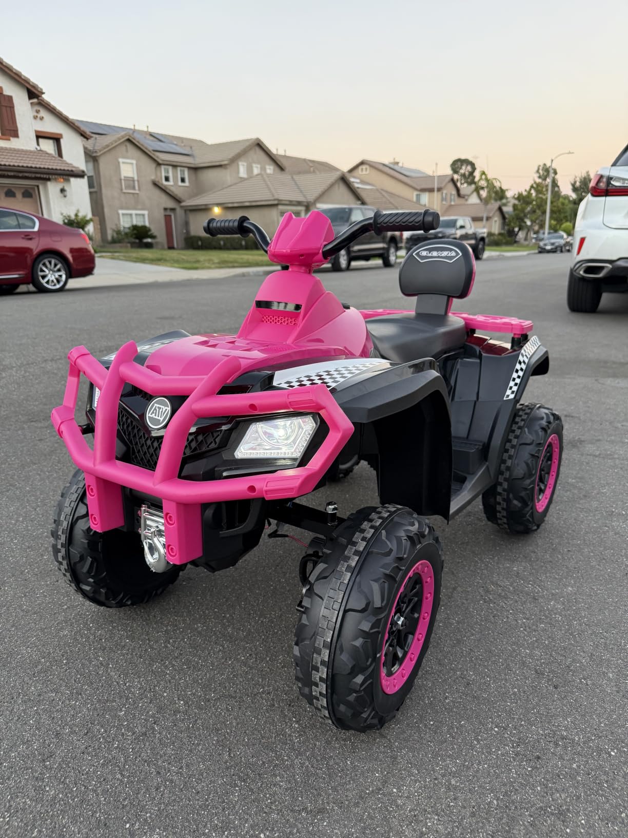 ELEMARA 12V 2 Seater Ride on ATV for Big Kids,Off-Road 4 Wheeler Ride on Car,Strong Motor with 4mph Max Speed,w/Bluetooth,LED Lights,Boys & Girls Ride on,Electric Car to Kids, Kids Quad Bike customer photo 2