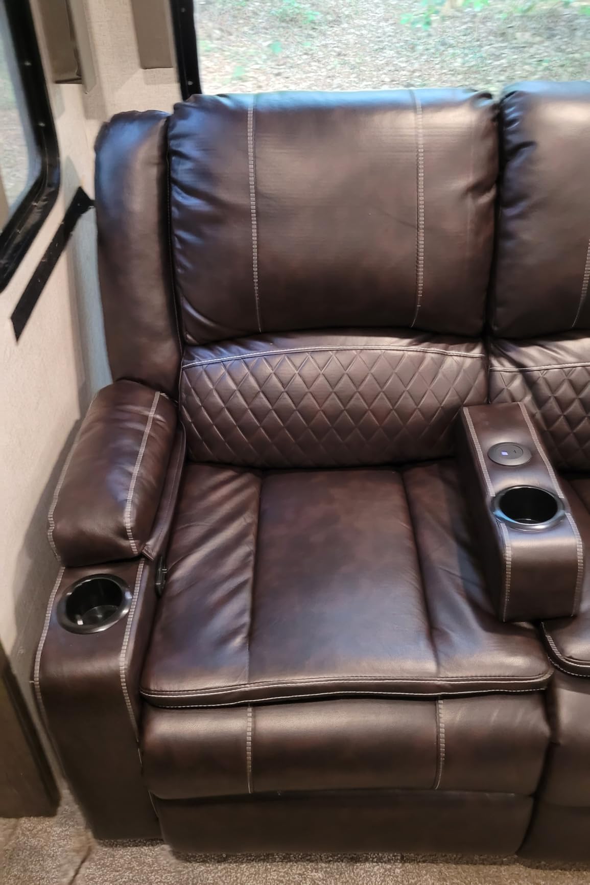Manual Reclining Sectional Sofa Set, 5 Seats 1+1+3 Leather Reclining customer photo 2