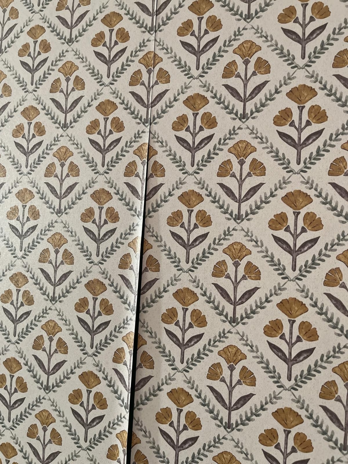 Dimoon 17.3''x78.7'' Peel and Stick Wallpaper Floral Cute Contact Paper Vintage Village Country Cottage Wallpaper Farmhouse Yellow Beige Renter Friendly Geometry Waterproof Embossed Kitchen Bedroom customer photo 2