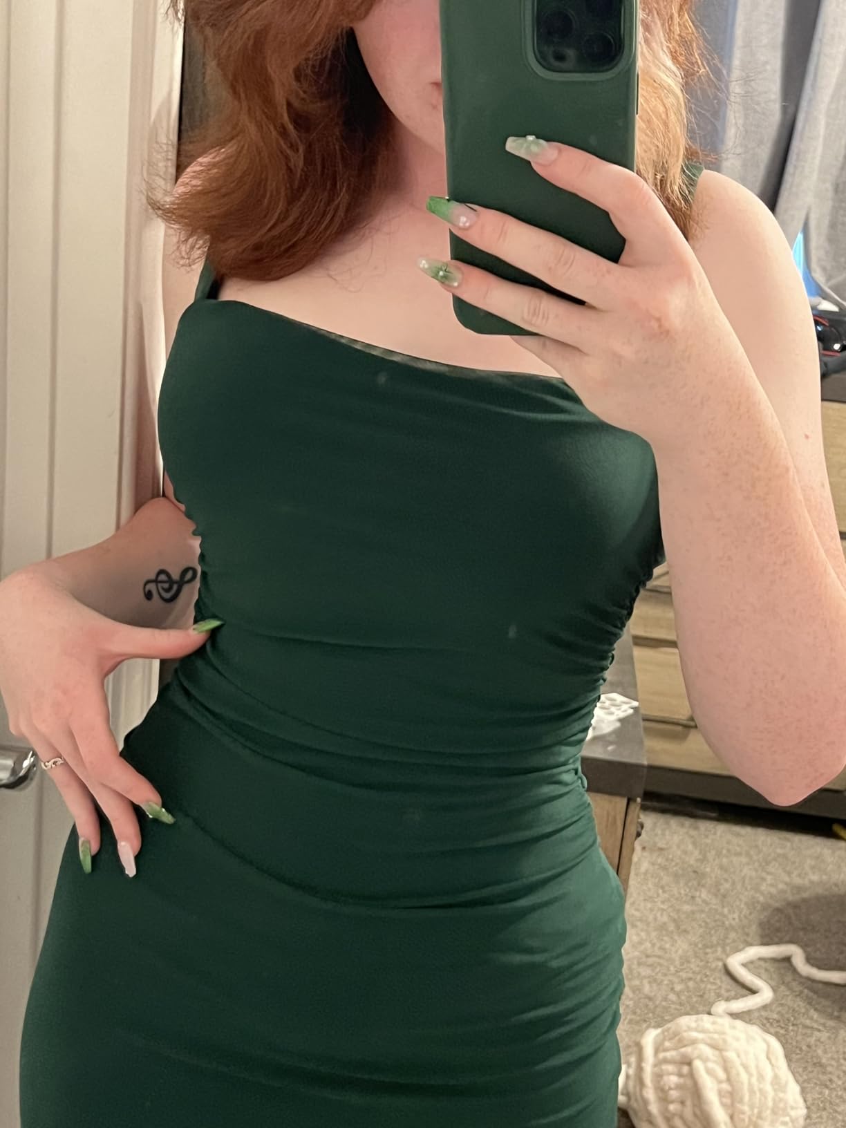 BORIFLORS Women's Sexy Ruched Bodycon Midi Cocktail Dresses customer photo 1