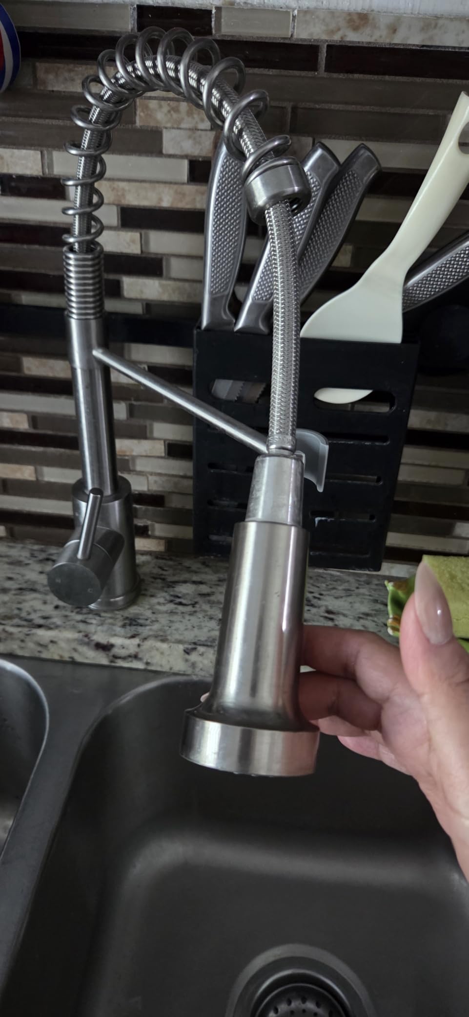 Kitchen Faucet with Pull Down Sprayer, Brushed Nickel customer photo 1