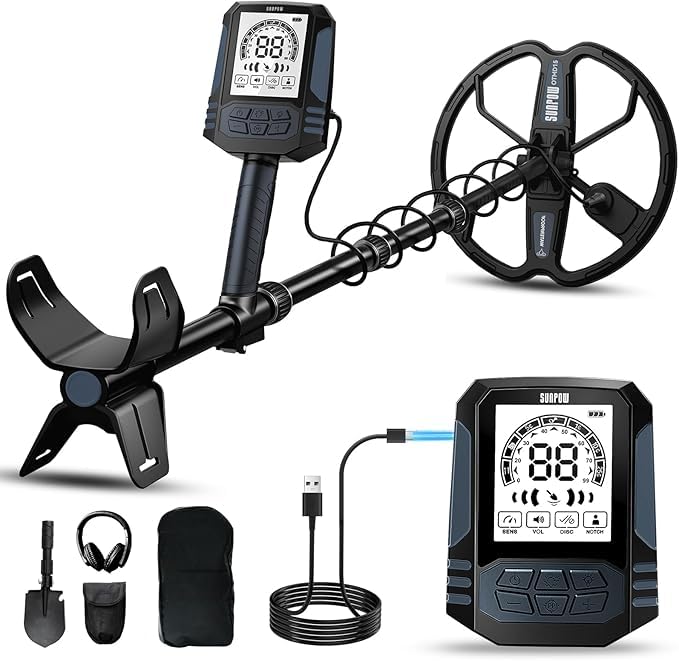 SUNPOW Rechargeable Metal Detector for Adults, 35H Battery Waterproof Gold Detector Kit, 10'' Deep Search Double-D Coil, High Accuracy Pinpointer for Beach, Saltwater & Yard – OTMD15 customer photo 2