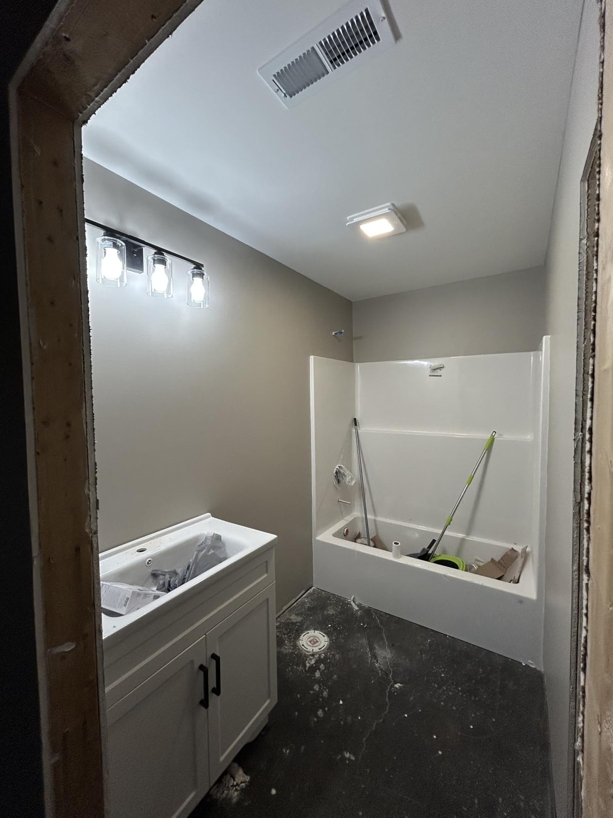 Smhxo Floating Bathroom Vanity with Sink, 40 Inch Wall Mounted Bathroom Vanity with 2 Drawers and Wave-Carved Design Door, Modern Wooden Cabinet with Ceramic Sink and Storage, Grey customer photo 2