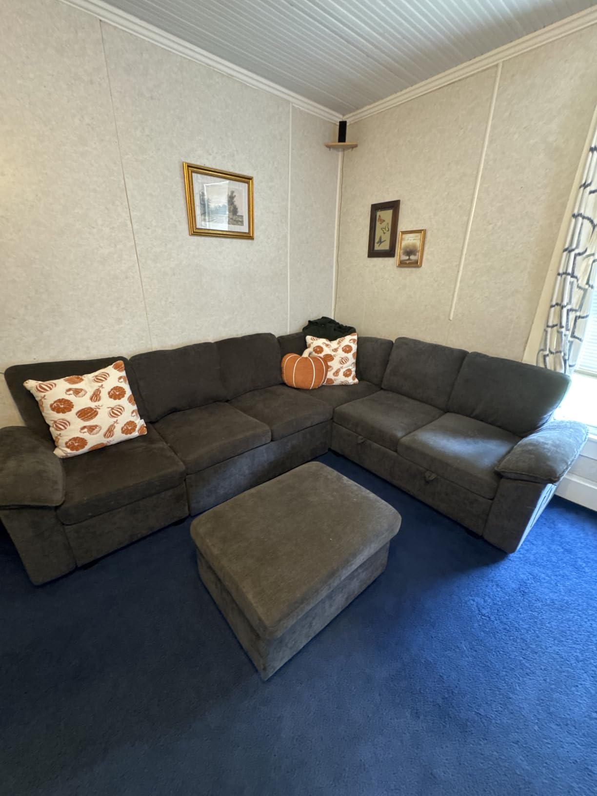 108'' Modular Sectional Sofa with Pull Out Bed, Sleeper Sofa, Dark Gray customer photo 1