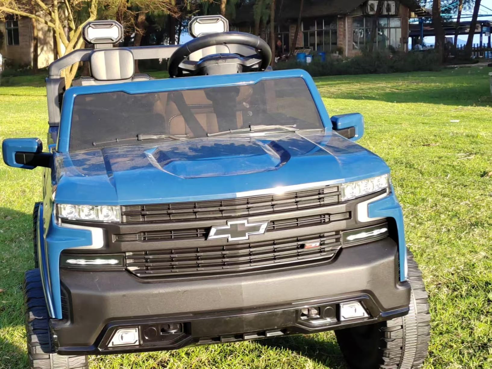 First Ride On 24V 2 Seater Ride on Toys Licensed Chevrolet Silverado, Electric Vehicle with Remote Control and Seat Belts, Electric Ride on Truck with Trunk, Bluetooth and LED Lights (Black) customer photo 1