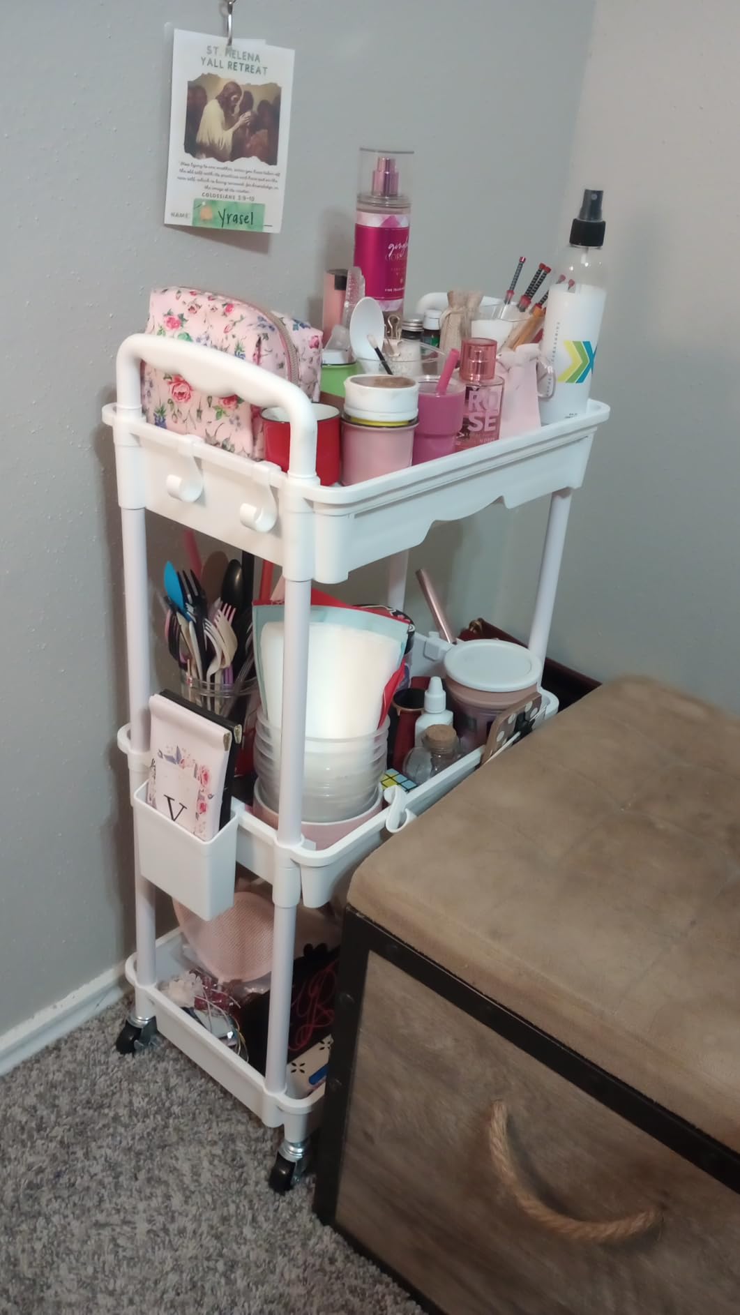SUNALLY 3 Tier Rolling Cart with Drawer, Craft Storage Cart Organizer,Black customer photo 1