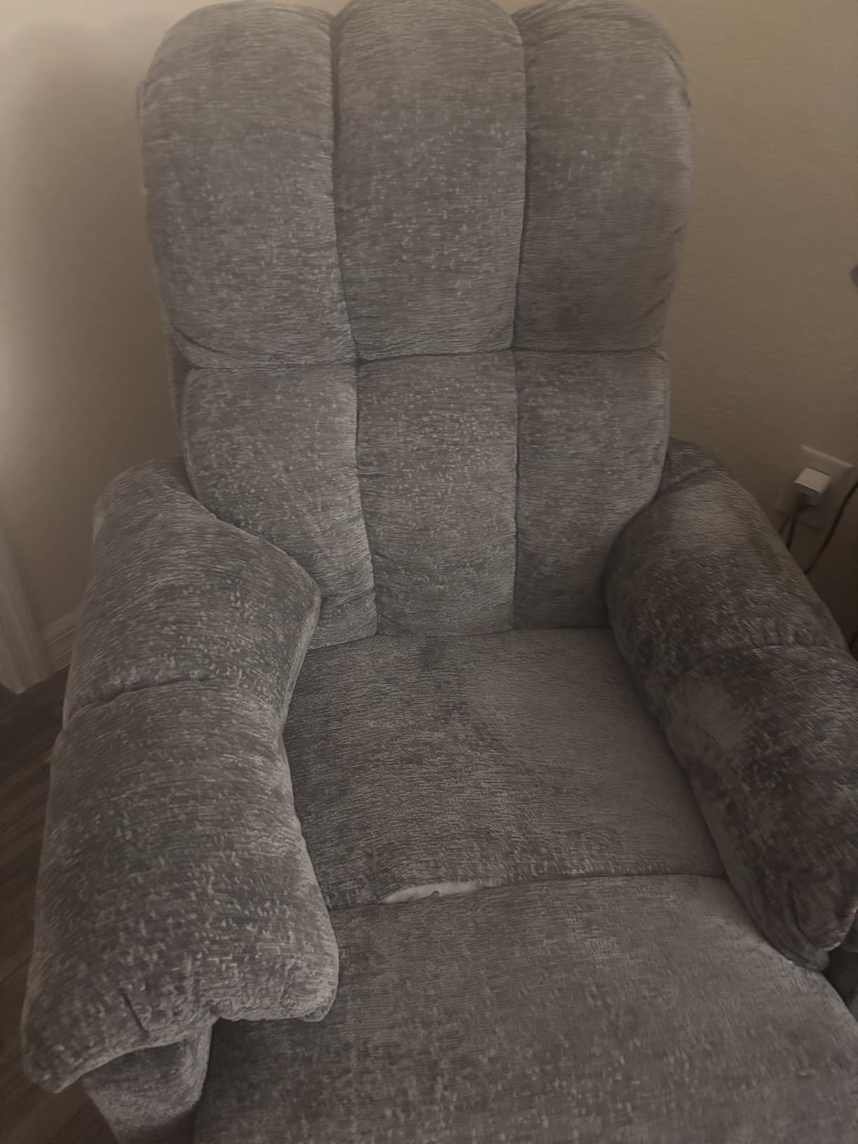 Korser Recliner Chair, Swivel Rocker Recliner Chair for Adults, Small Recliners for Small Spaces, Manual Recliner with Side Pockets, Upholstered Nursery Rocking Chair for Living Room, Chenille, Grey customer photo 1
