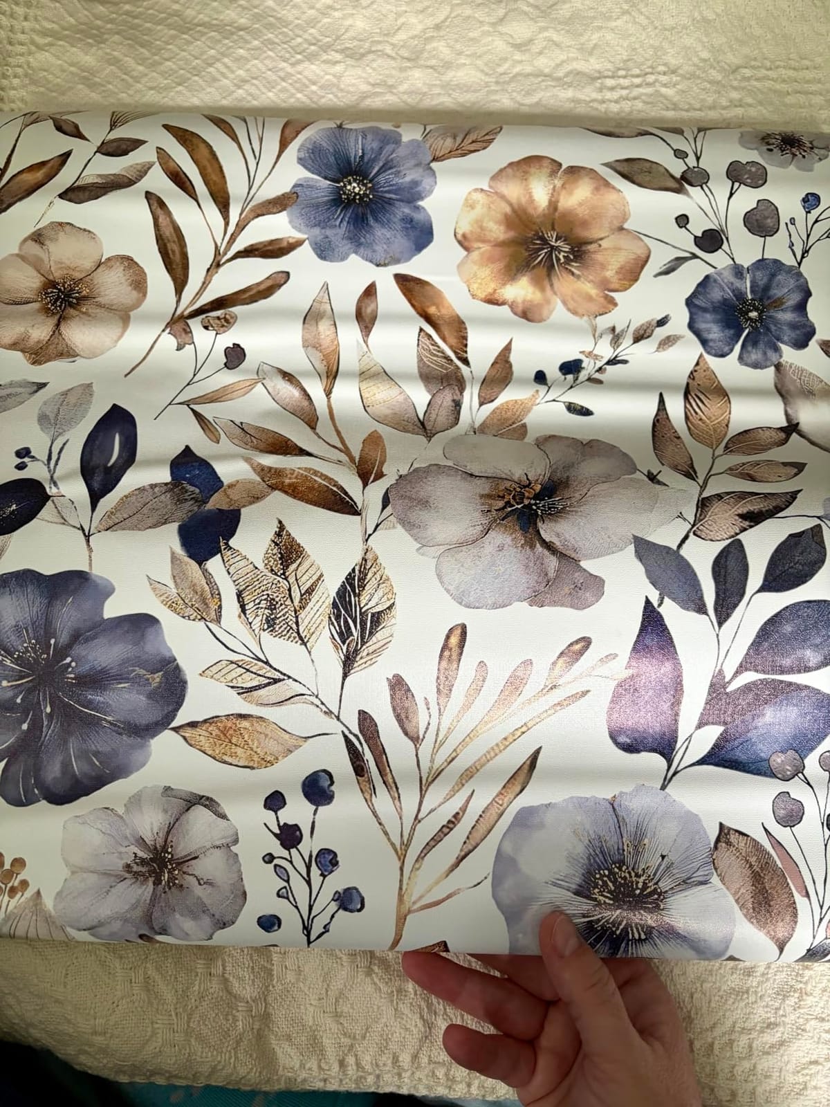Yasinet Navy Blue Peel and Stick Wallpaper Blue Floral Wallpaper Vintage Removable Contact Paper Self Adhesive Waterproof Wall Paper for Kitchen Bathroom Bedroom Vinyl 17.3 ''× 78.7 '' customer photo 2