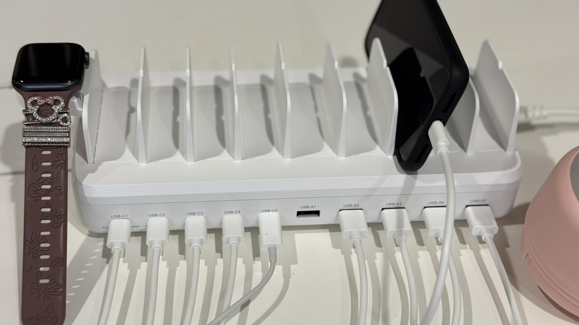 320W Charging Station for Multiple Devices, 10 Ports Fast Multi-Device Charger Organizer Compatible with MacBook Pro Laptop, iPhone, Android, Ipad, Tablet, Kindle, Family Multi-Device Charging Dock customer photo 2
