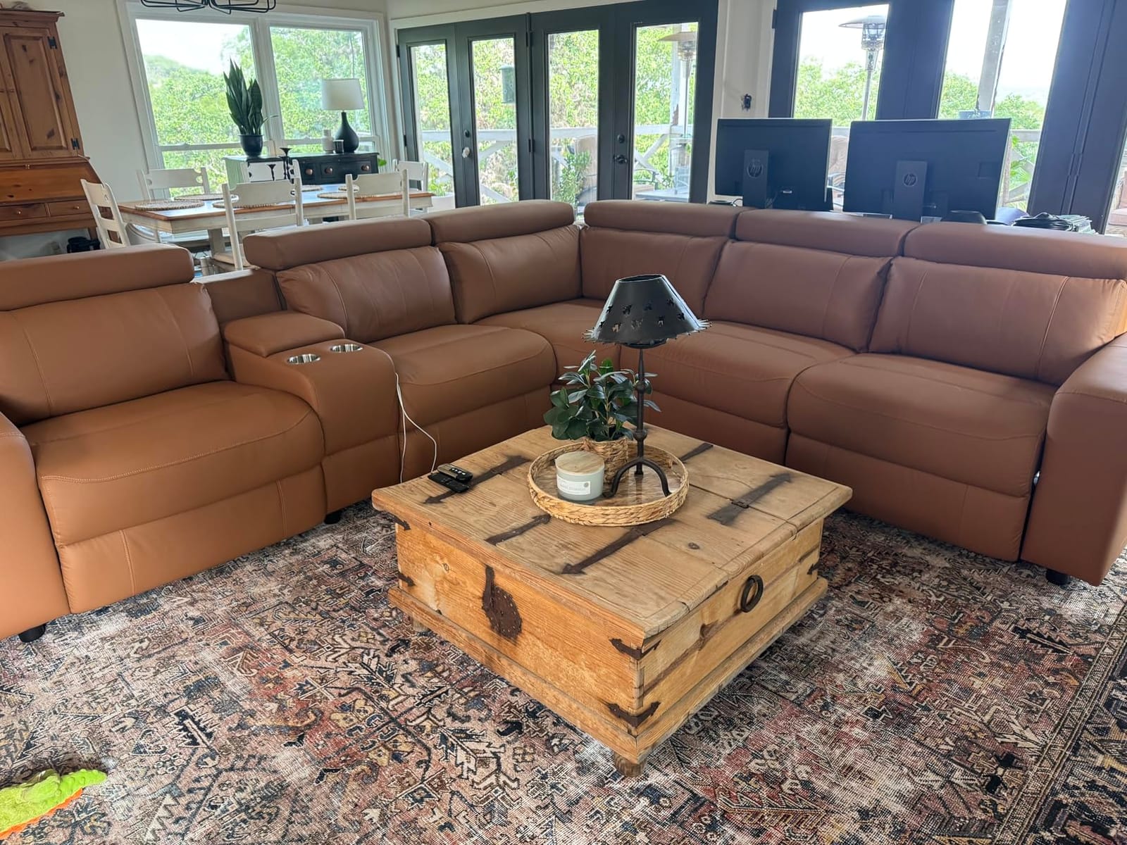 Power Reclining Sectional, Sectional Recliner, Leather Reclining Sectional customer photo 2