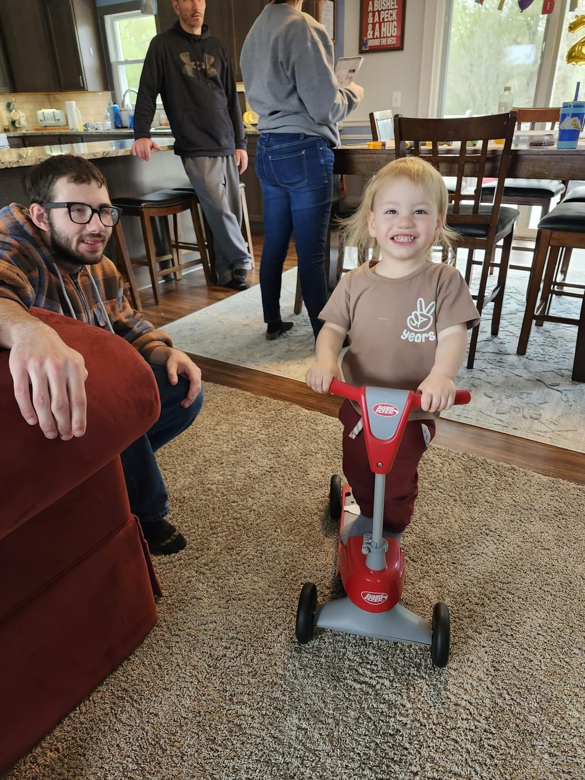 Radio Flyer Scoot 2 Scooter, Blue/Red/Pink, for Kids Ages 1-4, Ride On Toy or 4-Wheel Kids Scooter, Durable Wheels and Frame, Converts Easily with Flip Deck, Toddler Ride On Toys (Amazon Exclusive) customer photo 1
