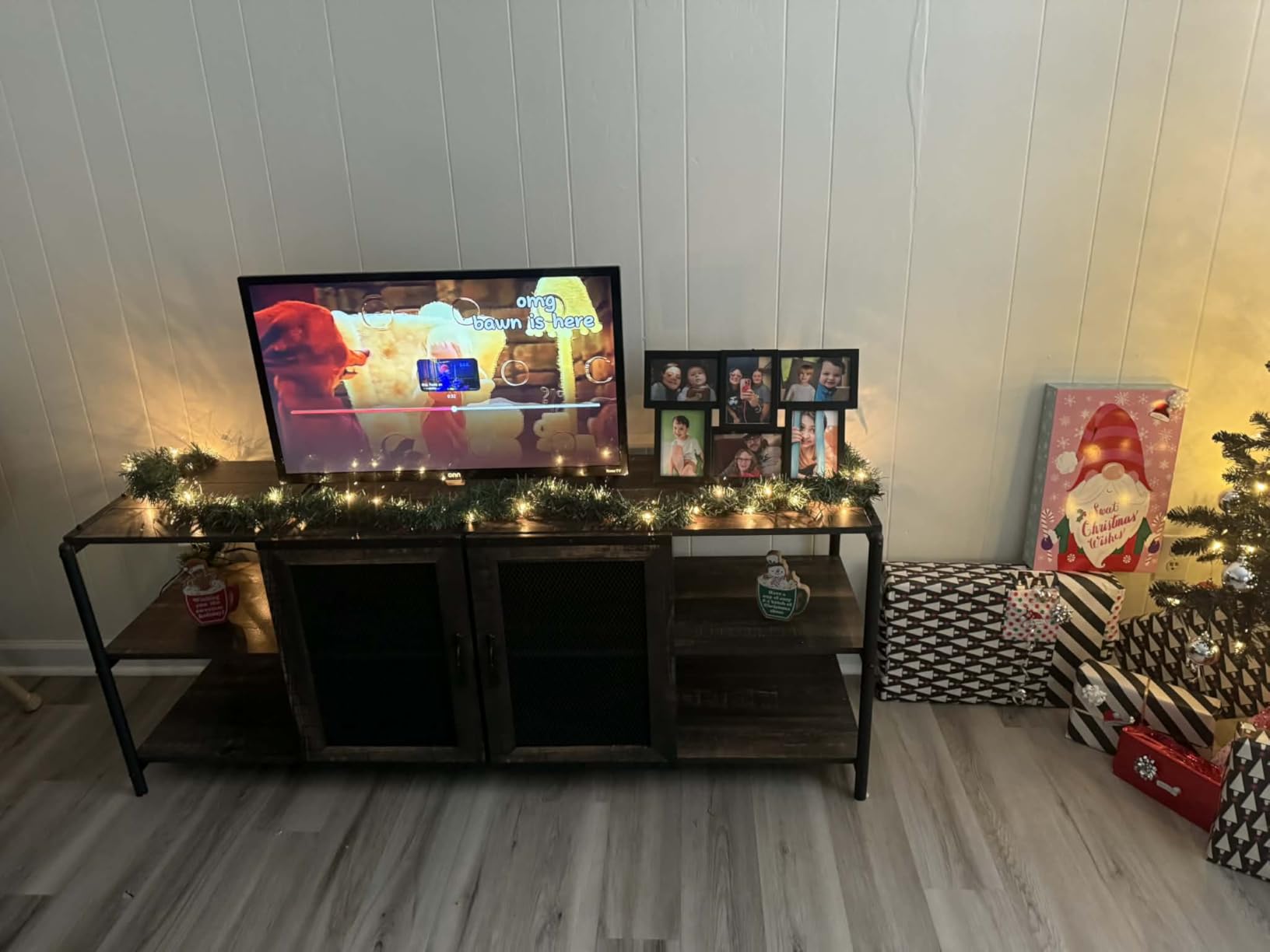IDEALHOUSE Farmhouse TV Stand for 65/75 inches TVs, Entertainment Center with Storage Cabinet, Industrial TV Media Console Cabinet Table, Media Furniture for Living Room, Vintage customer photo 1