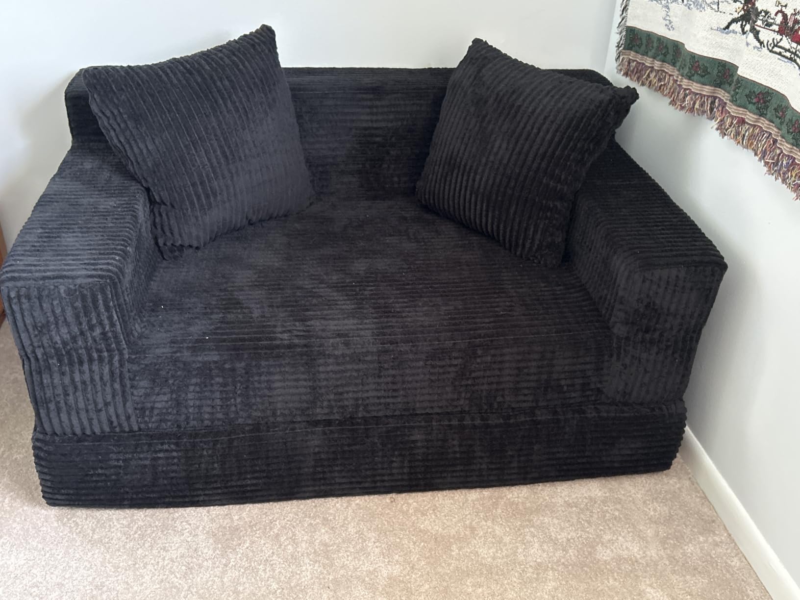 Erament Loveseat Boneless Convertible Sofa Bed, Folding Floor Futon Sleeper Sofa Couch Bed- Boneless Foldable Couch, Corduroy Pull Out Sofa Bed with 2 Pillows for Living Room & Bedroom customer photo 1