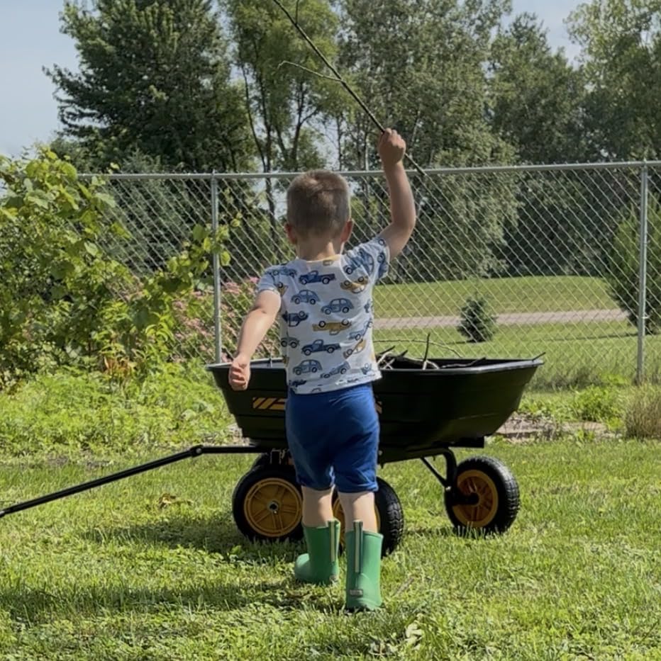 CAMMOO 10-in NO-Flat Tires 600lb Garden Dump Cart 4 Cu.Ft Wheelbarrow Black customer photo 2