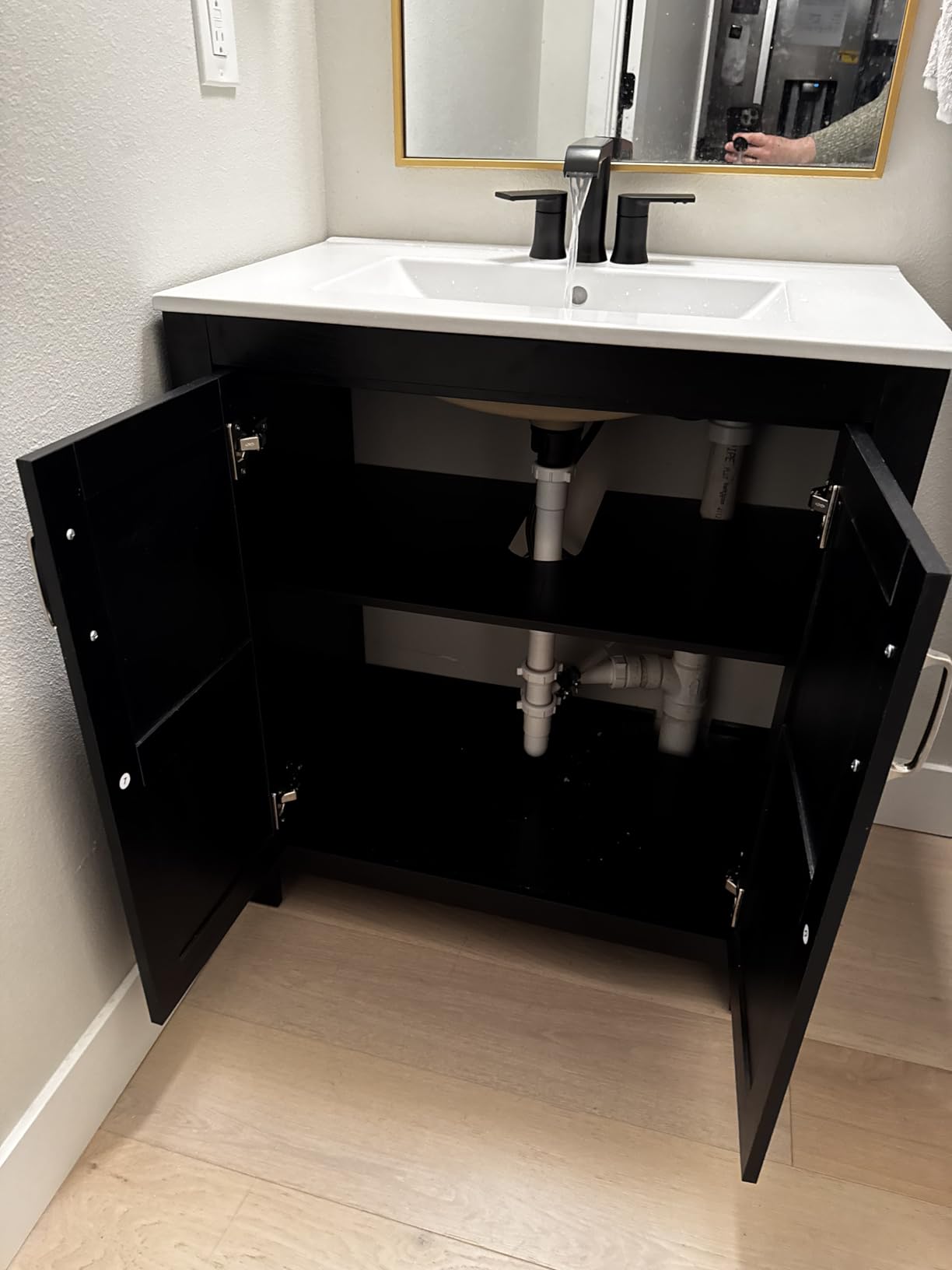ONBRILL 30 Inch Farmhouse Bathroom Vanity with Ceramic Sink, Walnut Vanity customer photo 1