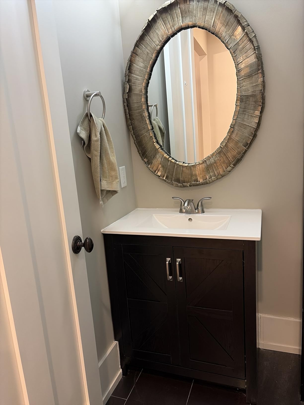 ONBRILL 30 Inch Farmhouse Bathroom Vanity with Ceramic Sink, Walnut Vanity customer photo 2