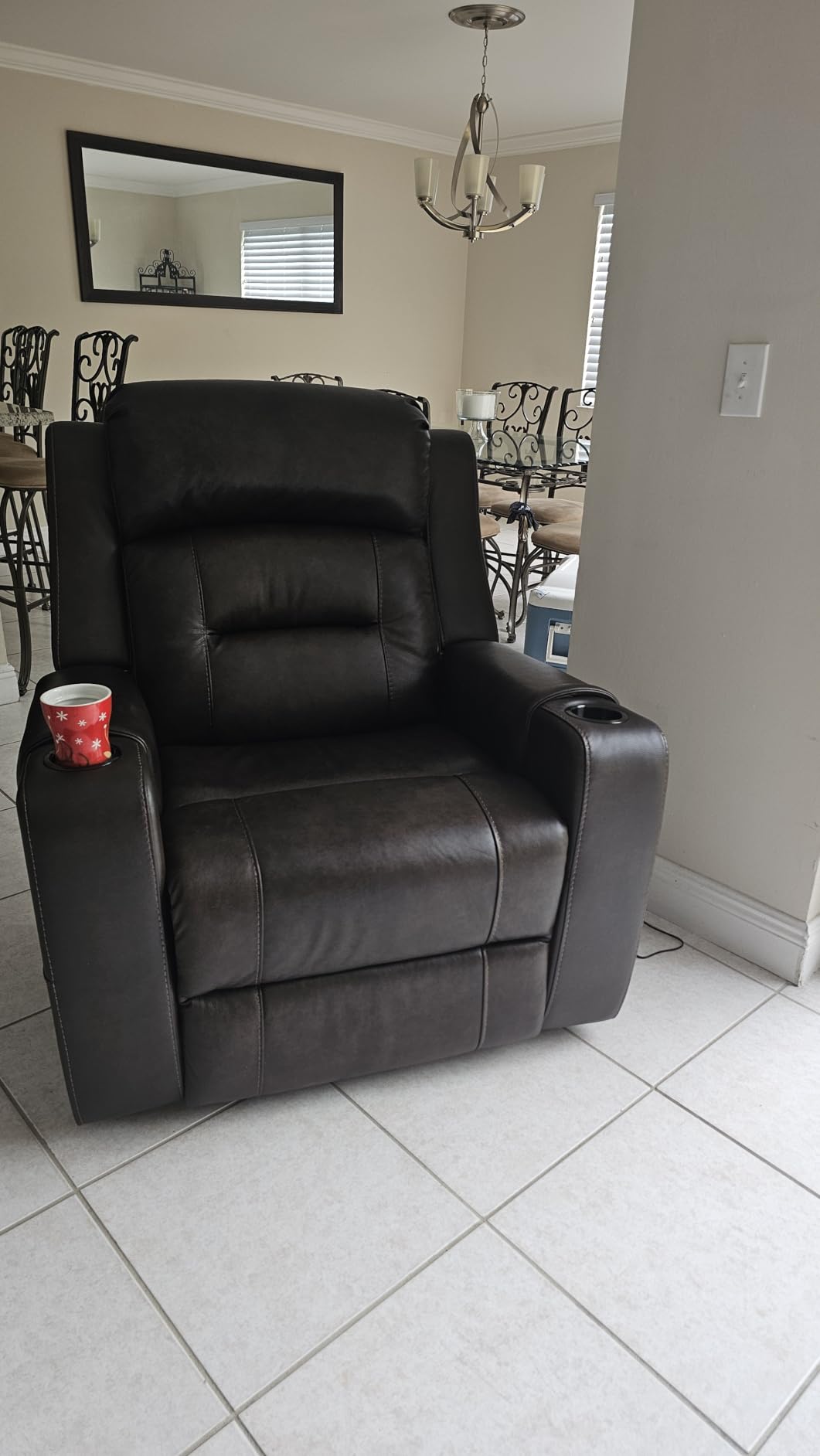 Watson & Whitely Oversized Genuine Leather Power Recliner Chair, Saddle customer photo 1