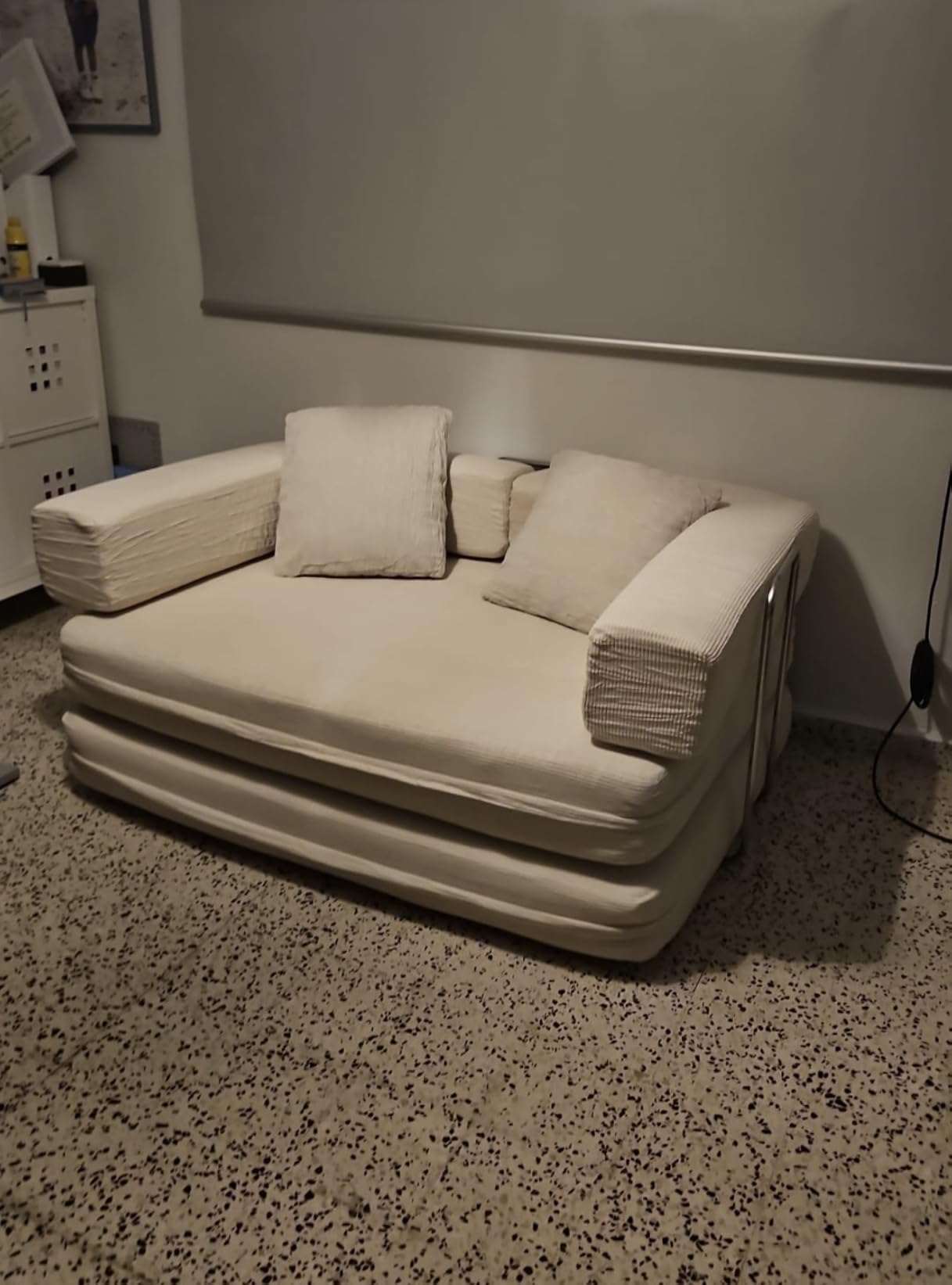 59.0 Inch Convertible Sofa Bed, 4-in-1Futon Sofas Bed Pull Out Sleeper Couch, Modern Deep Seat Sofa for Living Room, Corduroy Boneless Couches for Bedroom, Apartment, No Assembly Beige, 2 Seat customer photo 2