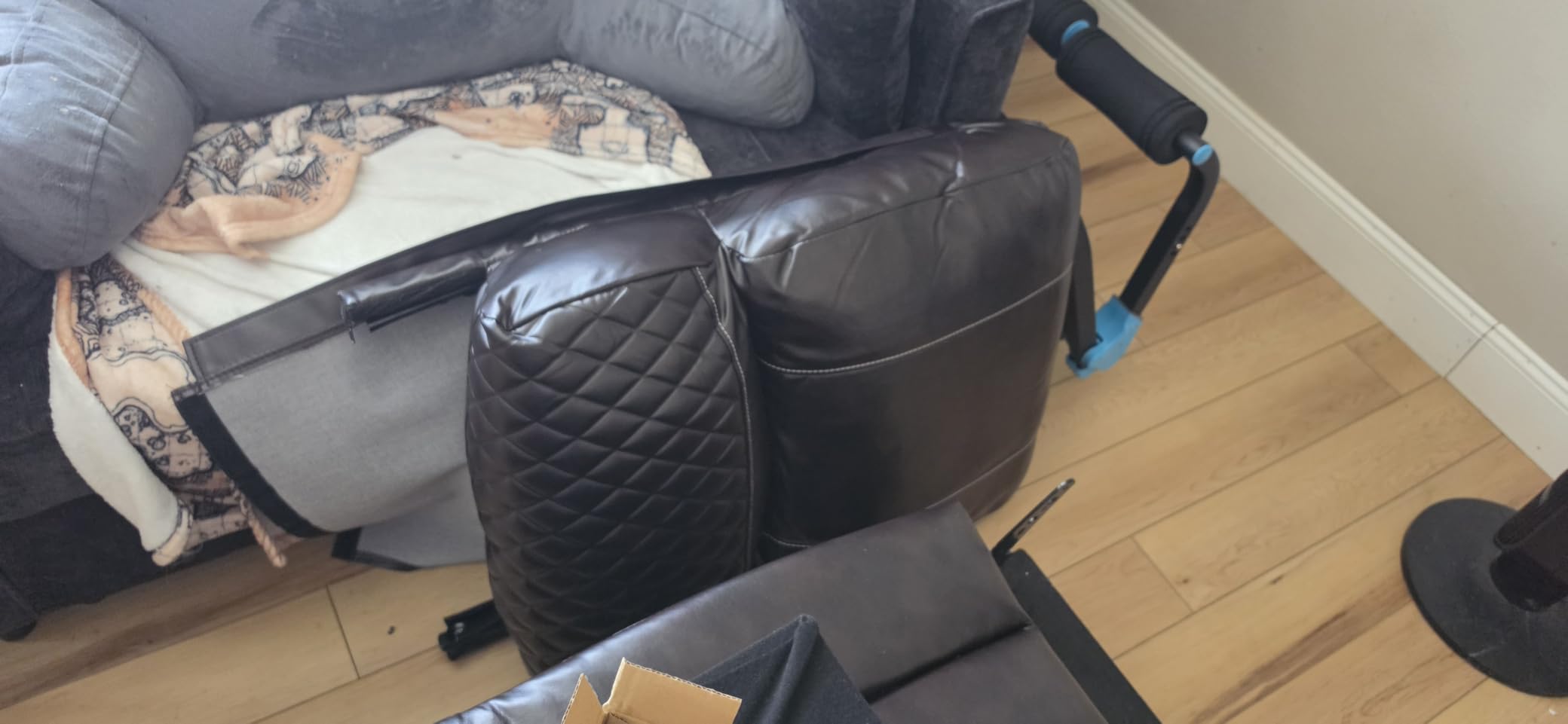 Power 3 Setaer Recliner Sofa, Wall Hugger Loveseat Recliner (Pu,Grey) customer photo 1