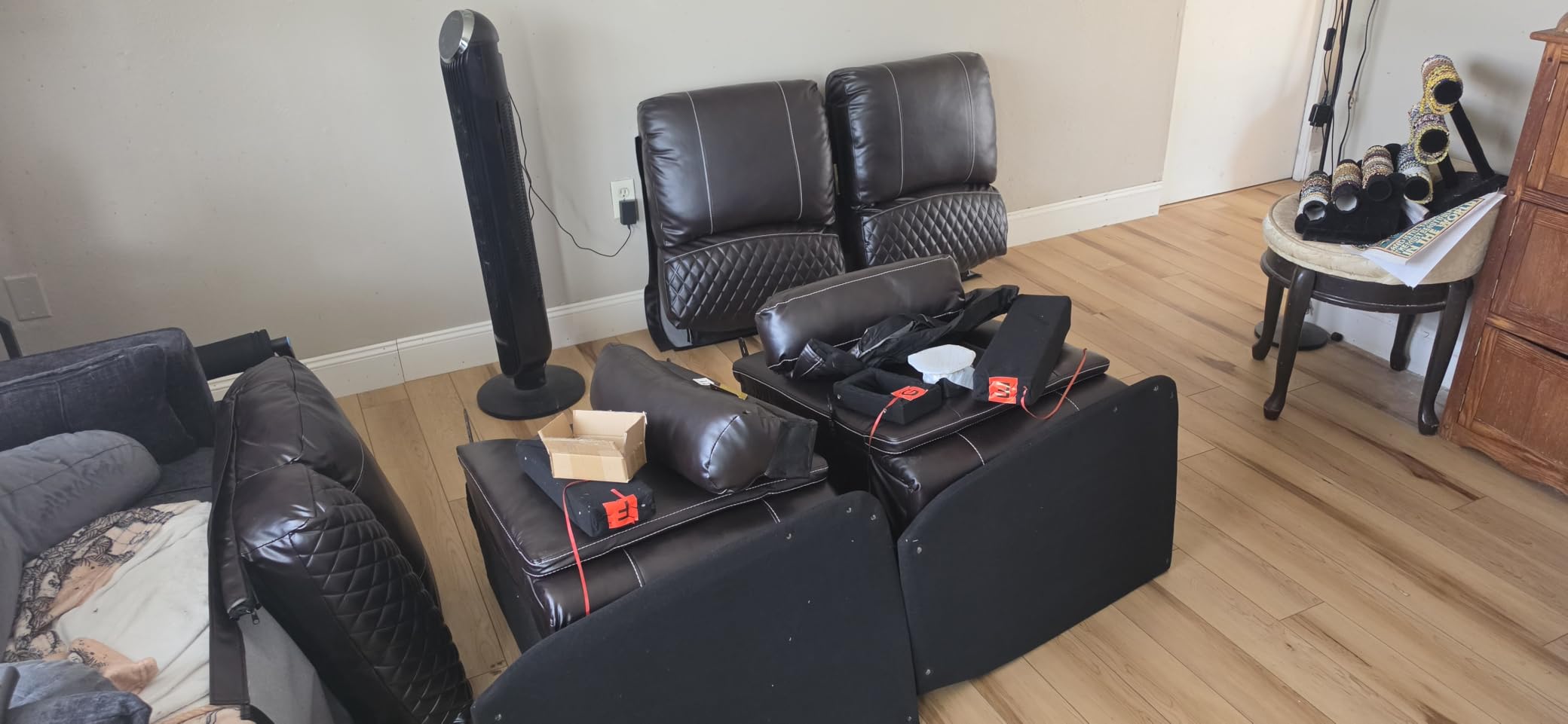 Power 3 Setaer Recliner Sofa, Wall Hugger Loveseat Recliner (Pu,Grey) customer photo 2