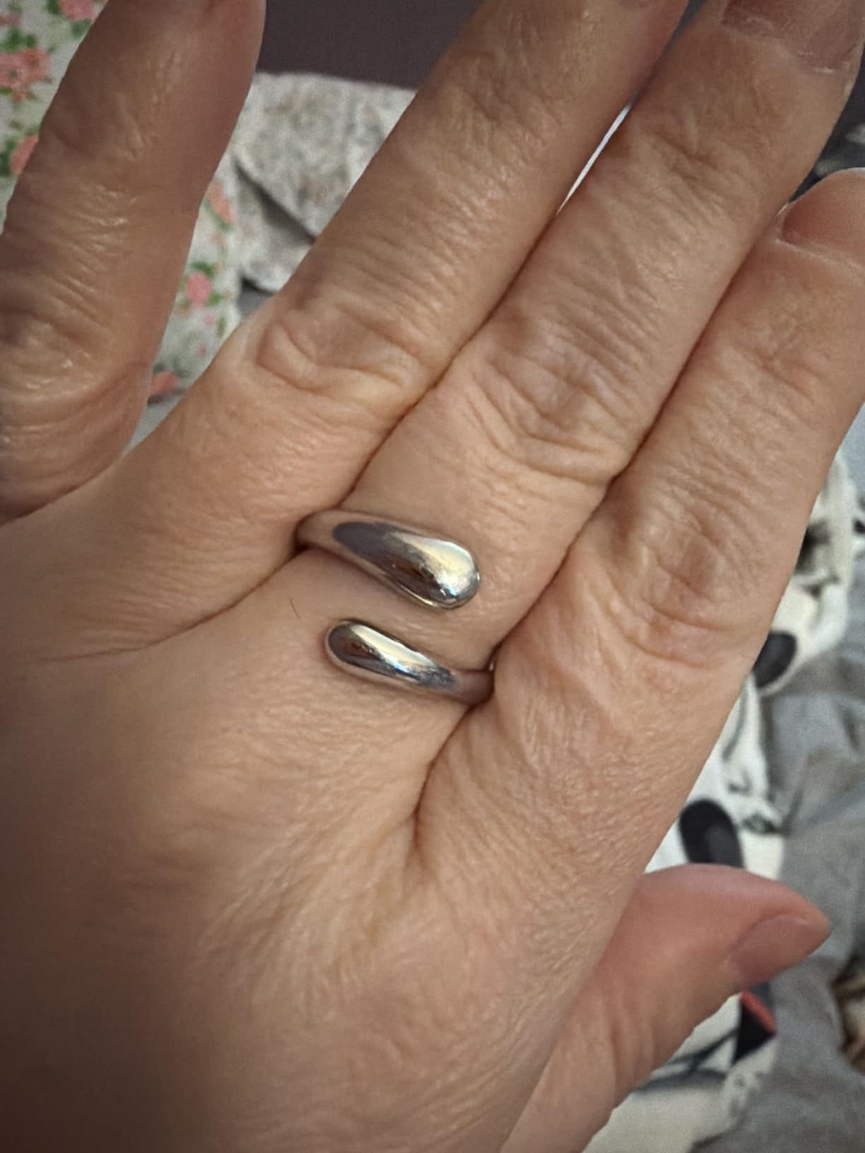 Non Tarnish Gold Chunky Rings for Women, 14K Gold Plated Statement Dome Rings Stacking Silver, Adjustable Mens Eternity Wedding Band Mixed Metal Jewelry Size 3-15 Half Size customer photo 1