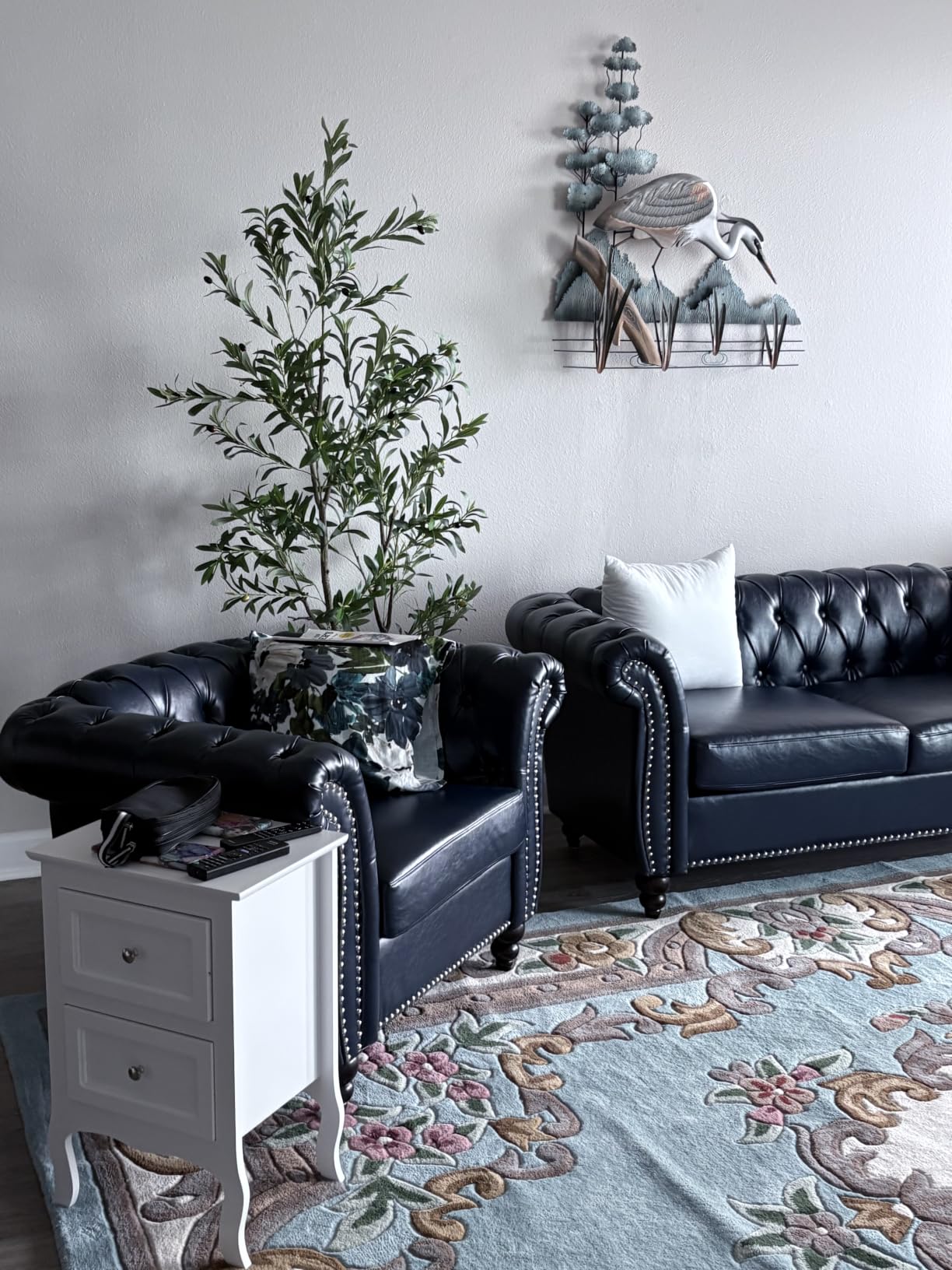 LEVNARY Chesterfield Sofa, 3 Seater Tufted Couch for Living Room, Classic Button Tufted Upholstered Sofa, Modern Mid-Century PU Leather Sofa (Green) customer photo 2