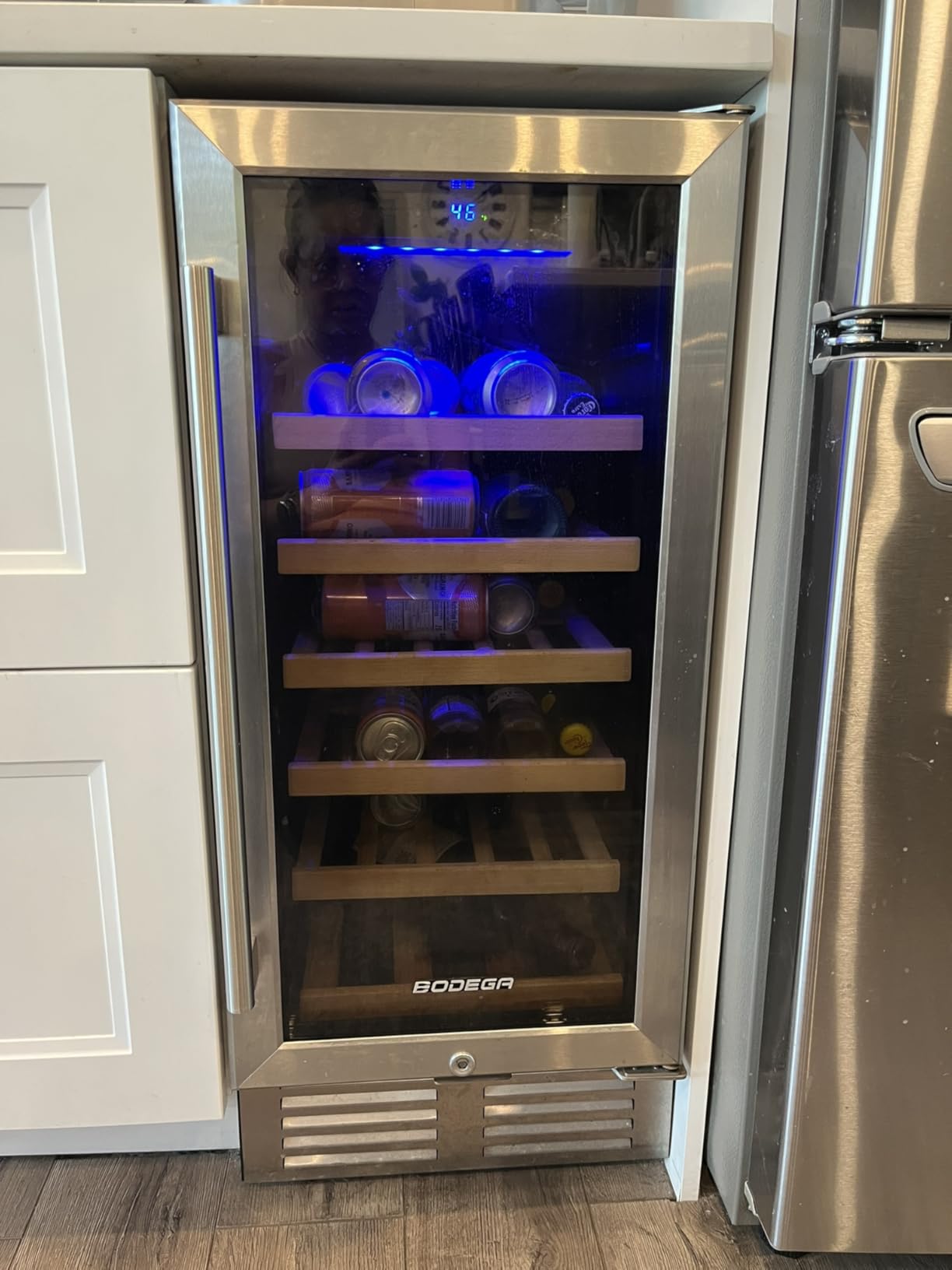 BODEGA 15 Inch Wine Fridge, 30 Bottle Dual Zone Wine Cooler, 41-72℉ Compressor Wine Refrigerator with Tempered Glass Door, Built-in or Freestanding Wine Cooler for Home Kitchen Bar (3.2 cu.ft). customer photo 2