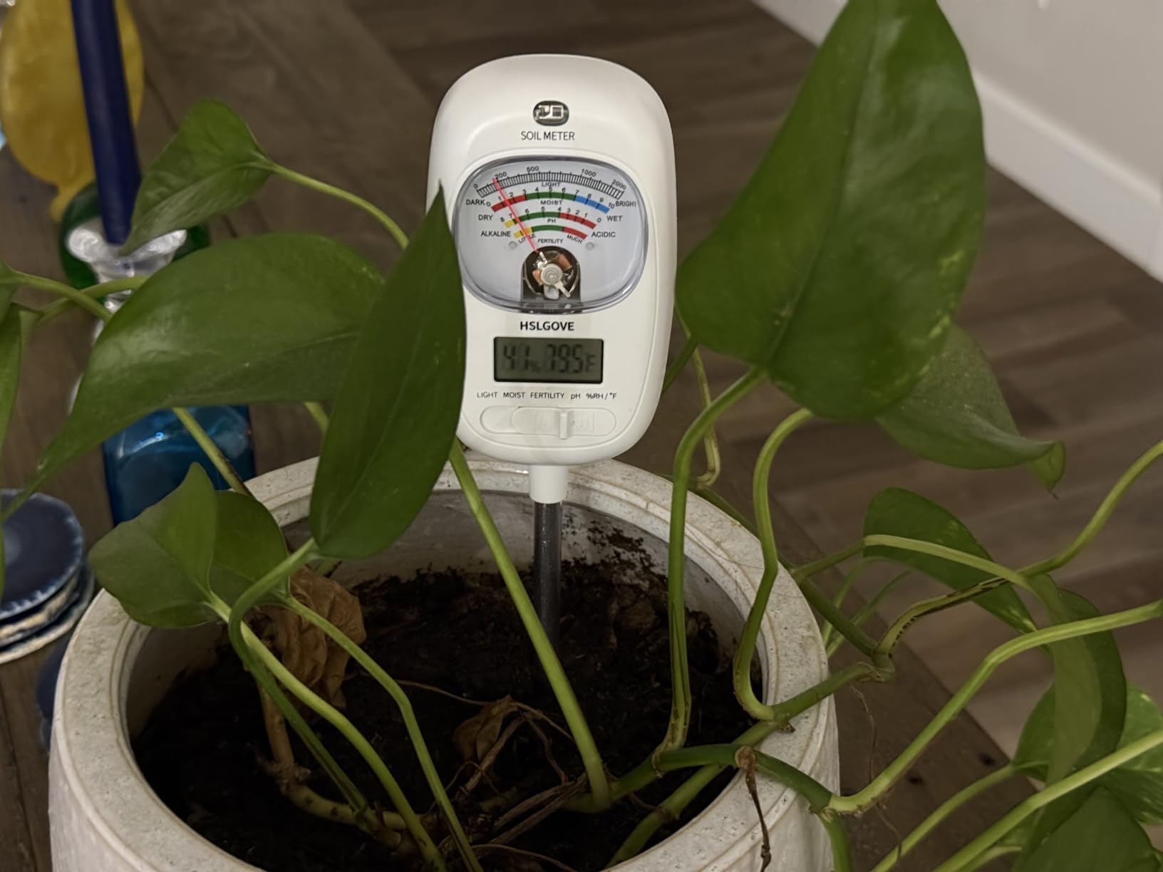 HSLGOVE Soil Test Kit, 7-in-One Soil Moisture Meter/Soil PH Meter/Fertility, Dual Screen Soil Tester w/Digital Soil Temp/Air Temp&Humidity for Plants Gardening,Lawn,Farm Indoor&Outdoor-Lvory White customer photo 2