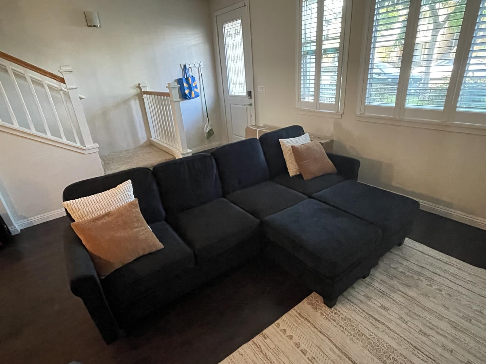 HONBAY Convertible Sectional Sofa with Storage U Shaped Sectional Couch with Reversible Chaise Small Sectional Couches for Living Room,Beige customer photo 1
