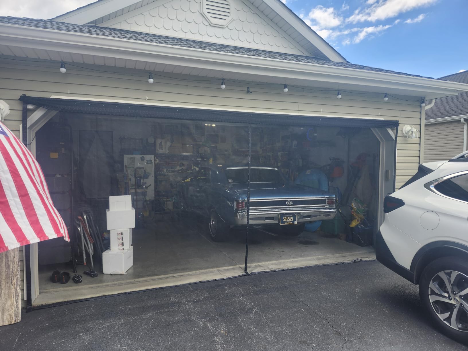 Sliding Garage Door Screen with Track, Magnetic Closure Fiberglass Mesh for 2-Car Garage, Heavy Duty Retractable Screen for Patio French Door, 16x7ft customer photo 2