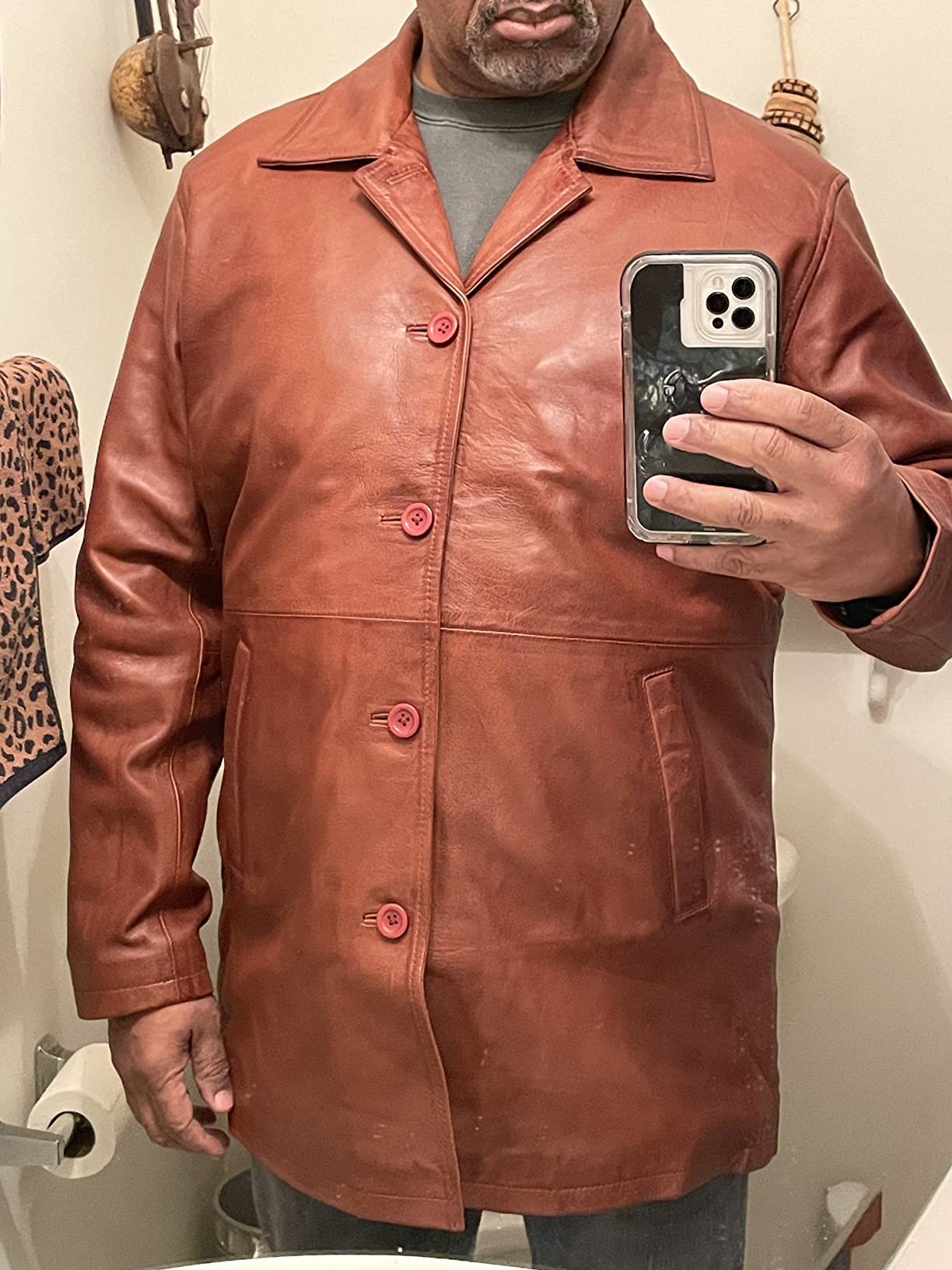 Decrum Real Lambskin Leather Car Coat Mid Length Long Jackets For Men customer photo 1