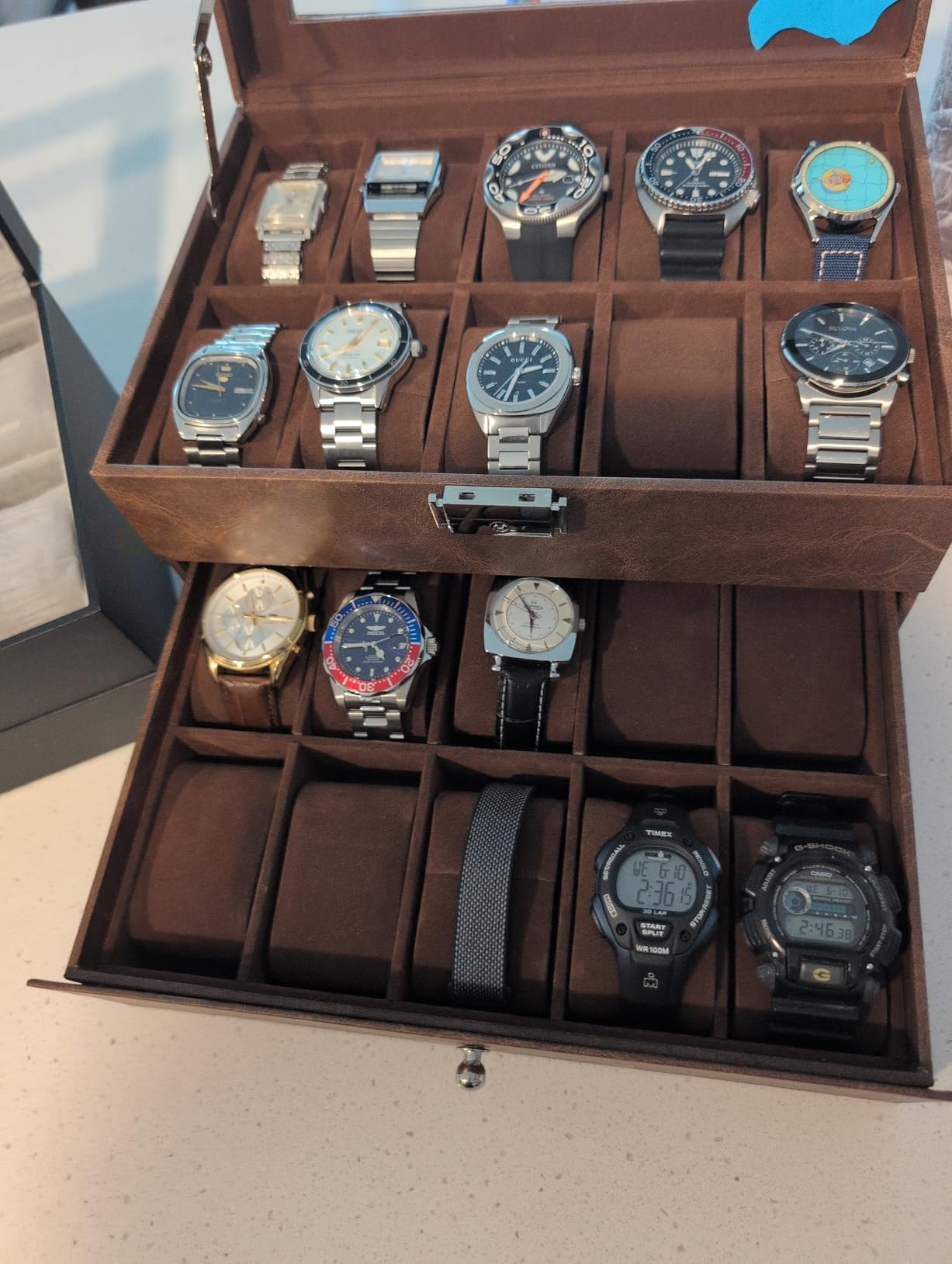 SONGMICS 20-Slot Watch Box, 2 Layers, Glass Lid, Lockable customer photo 1