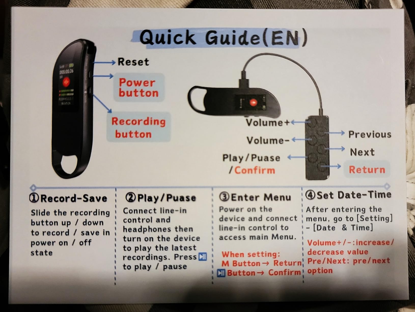 Digital Voice Recorder, Vandlion V11 32GB (2450Hrs) HD Clear Recording customer photo 1