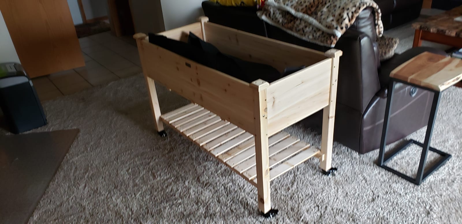 MUPATER 4x2FT Cedar Raised Garden Bed, Rolling Wood Planter Box with Four Wheels and Legs for Herbs and Vegetables, Elevated Garden Bed with Storage Shelf for Outdoor Indoor, Natural Wood customer photo 1