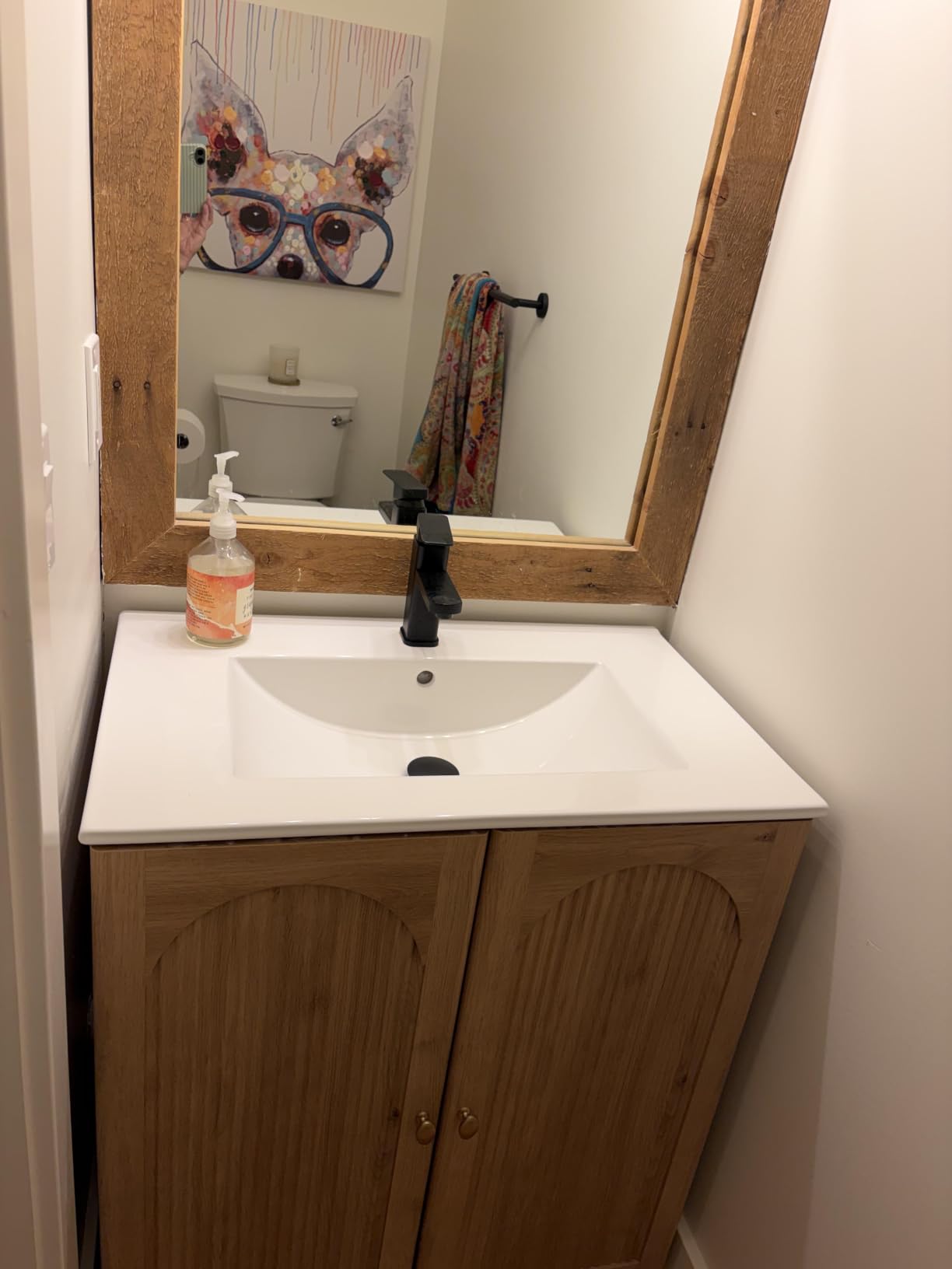 IFBUY 30 Inch Arched Bathroom Vanity with Sink, Fluted Design, Natural Oak customer photo 2