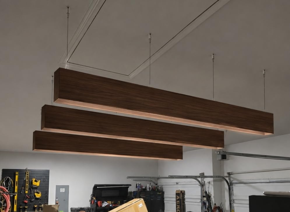 VIVO Acoustic Faux Wood Beams, 47 x 7 inch Sound Absorbing Ceiling Baffle, PET Felt Floating Beams for Noise Reduction, Hanging Sound Absorber, NRC 0.70 to 1.00, 4-Pack, Walnut, PP-CW03-4WD customer photo 1